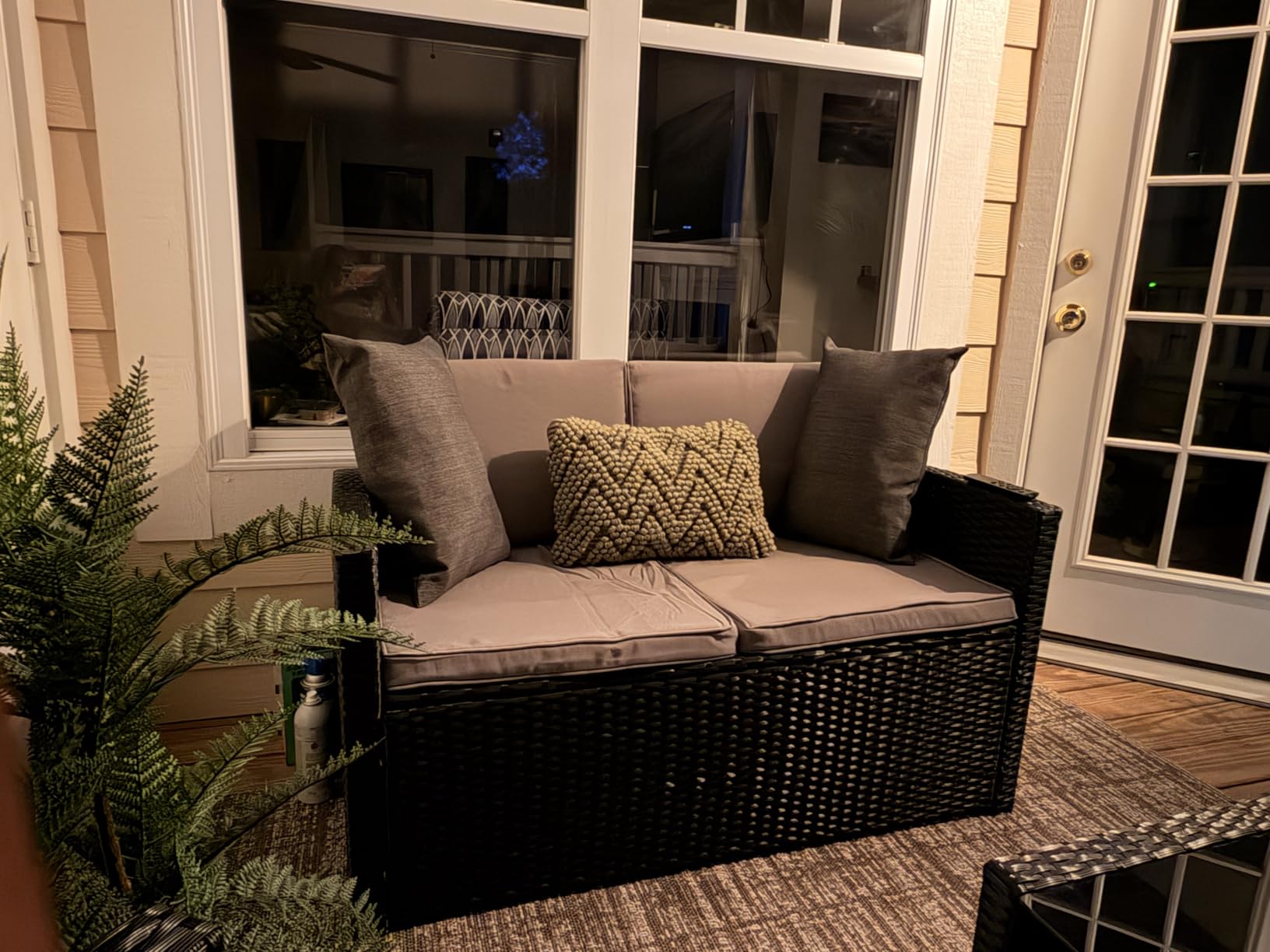 KROFEM 4 Piece Patio Furniture Set, Outdoor Wicker Conversation Set customer photo 2