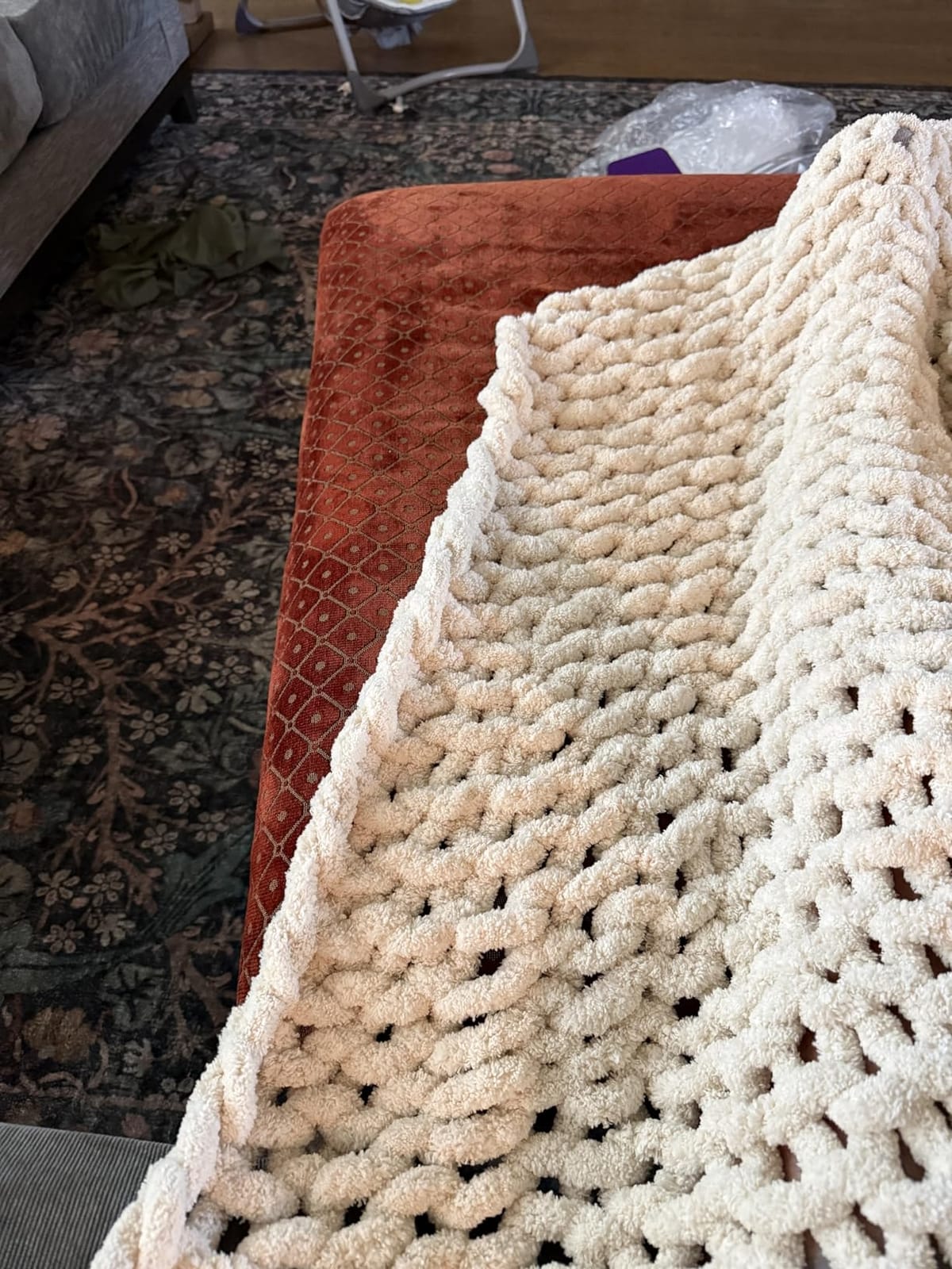 Chunky Knit Throw Blanket for Couch, 60X80 Inches Cream | Luxury Soft Cozy Throw Blanket, 100% Woven Blanket Rope Knot, For Couch, Sofa, Home Decor, Gift, Machine Washable customer photo 2