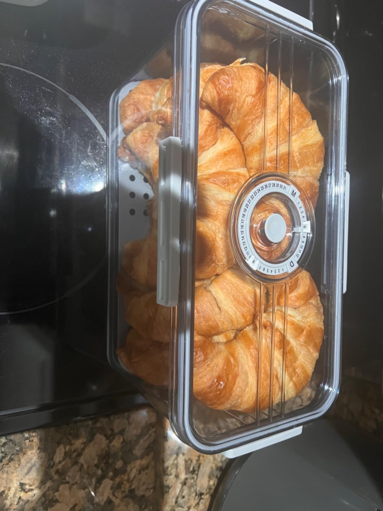 Gifhomfix Bread Box Bread Boxes for Kitchen Counter Airtight, Time Recording Bread Storage Container with Lid, Bread Keeper for Homemade Bread, Toast, Bagel, Donut and Cookies, Grey customer photo 2
