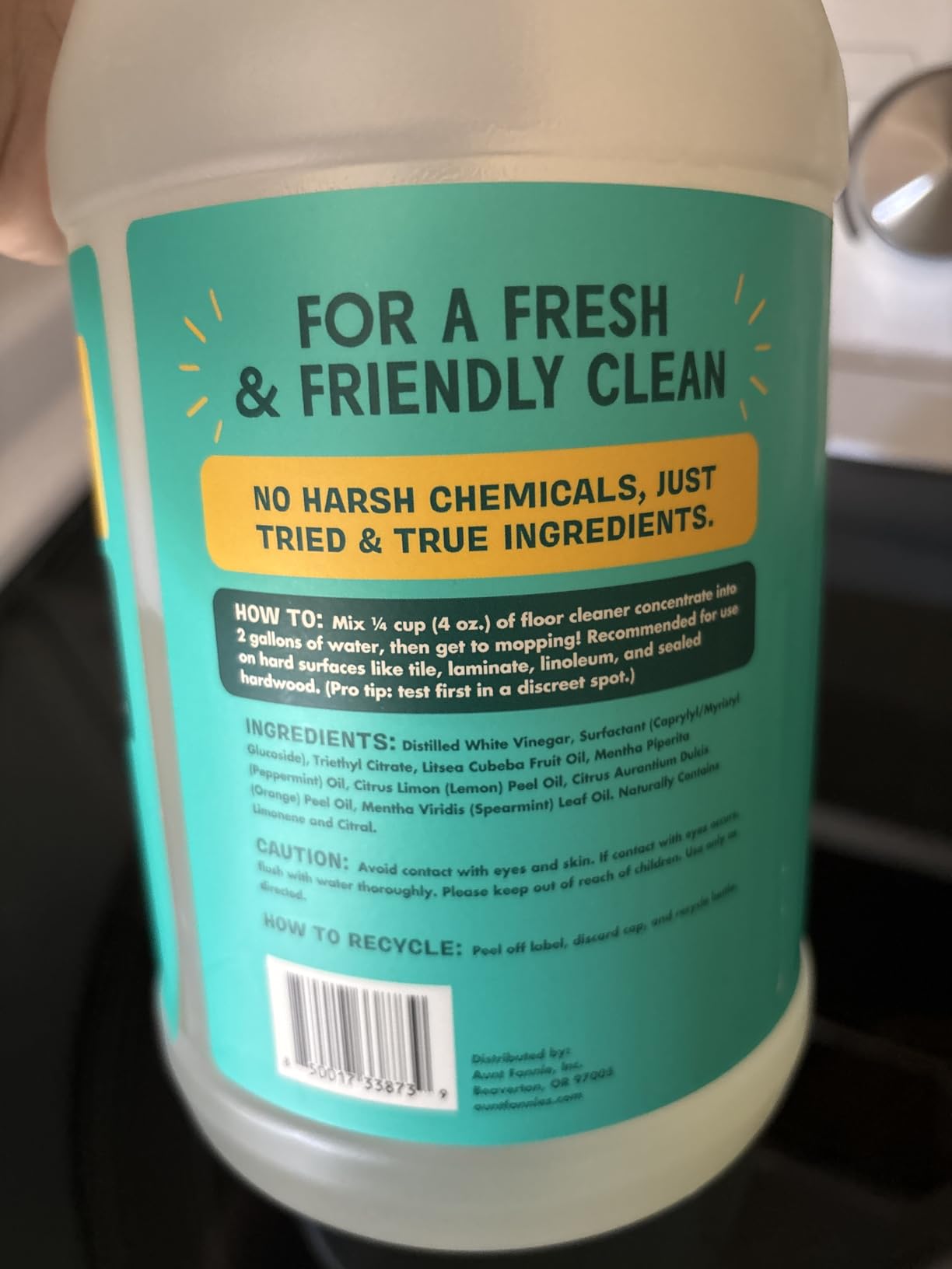 Aunt Fannie's Ultra Concentrated Vinegar Floor Cleaner, Bright Lemon, 64 oz | Makes Up to 32 Gallons, No Rinsing, Safe for Sealed Tile Vinyl Hardwood Laminate & Linoleum, Kid and Pet Safe customer photo 1
