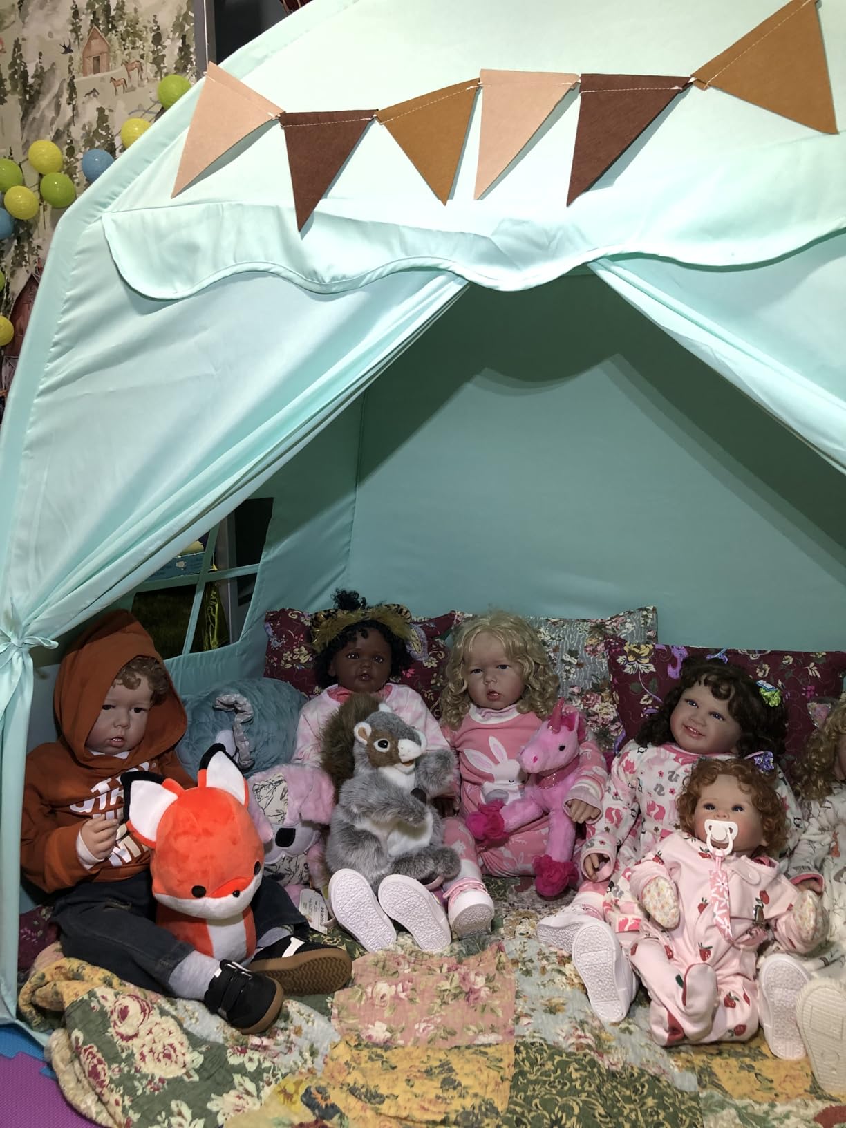Little Dove Extra Large Kids Play Tent with Flags & Star Lights, Portable & Foldable Teepee Tents, Dome Tent Playhouse for Indoor & Outdoor Use, Kids Tent for Boys & Girls, 59x39x59 in, Cream customer photo 2