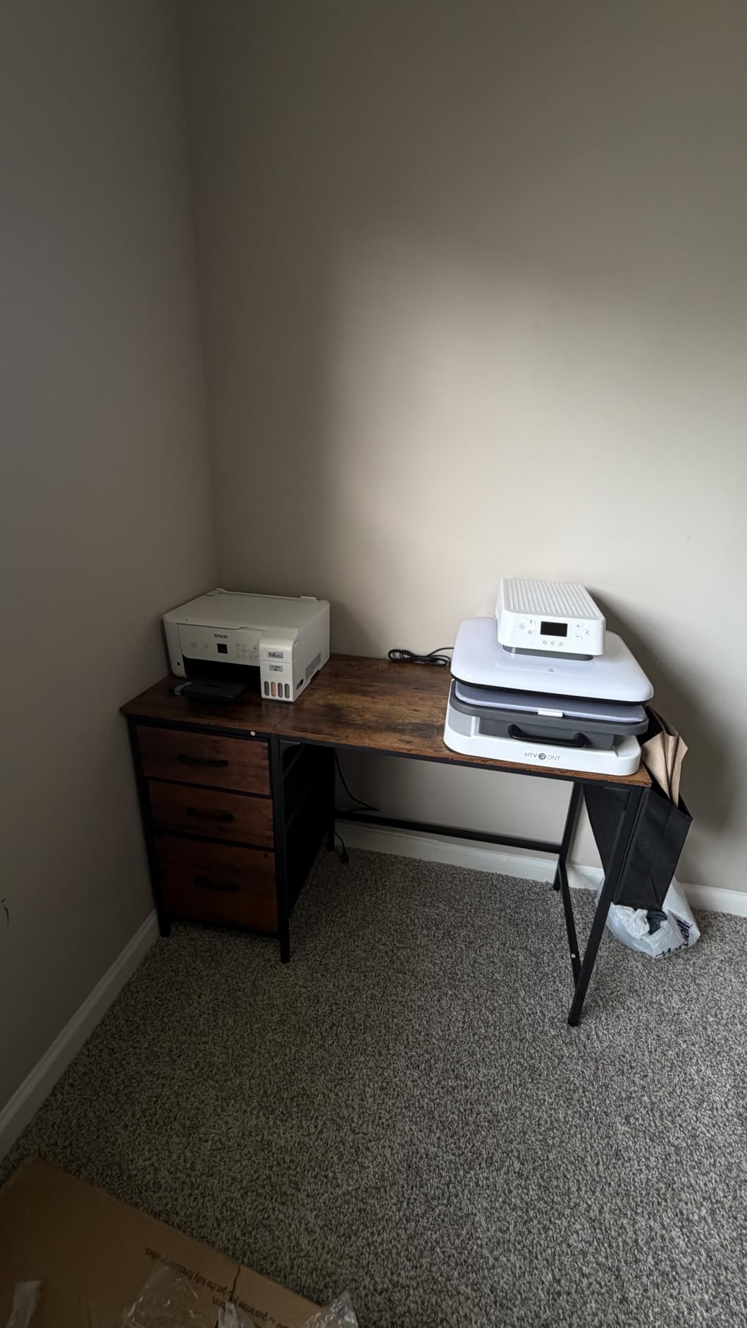 Lufeiya White Desk with File Drawers Cabinet, 47 Inch Reversible Computer Desk with Fabric Filing Cabinet for Bedroom Small Space Home Office, Modern Writing Table PC Desks, White customer photo 2