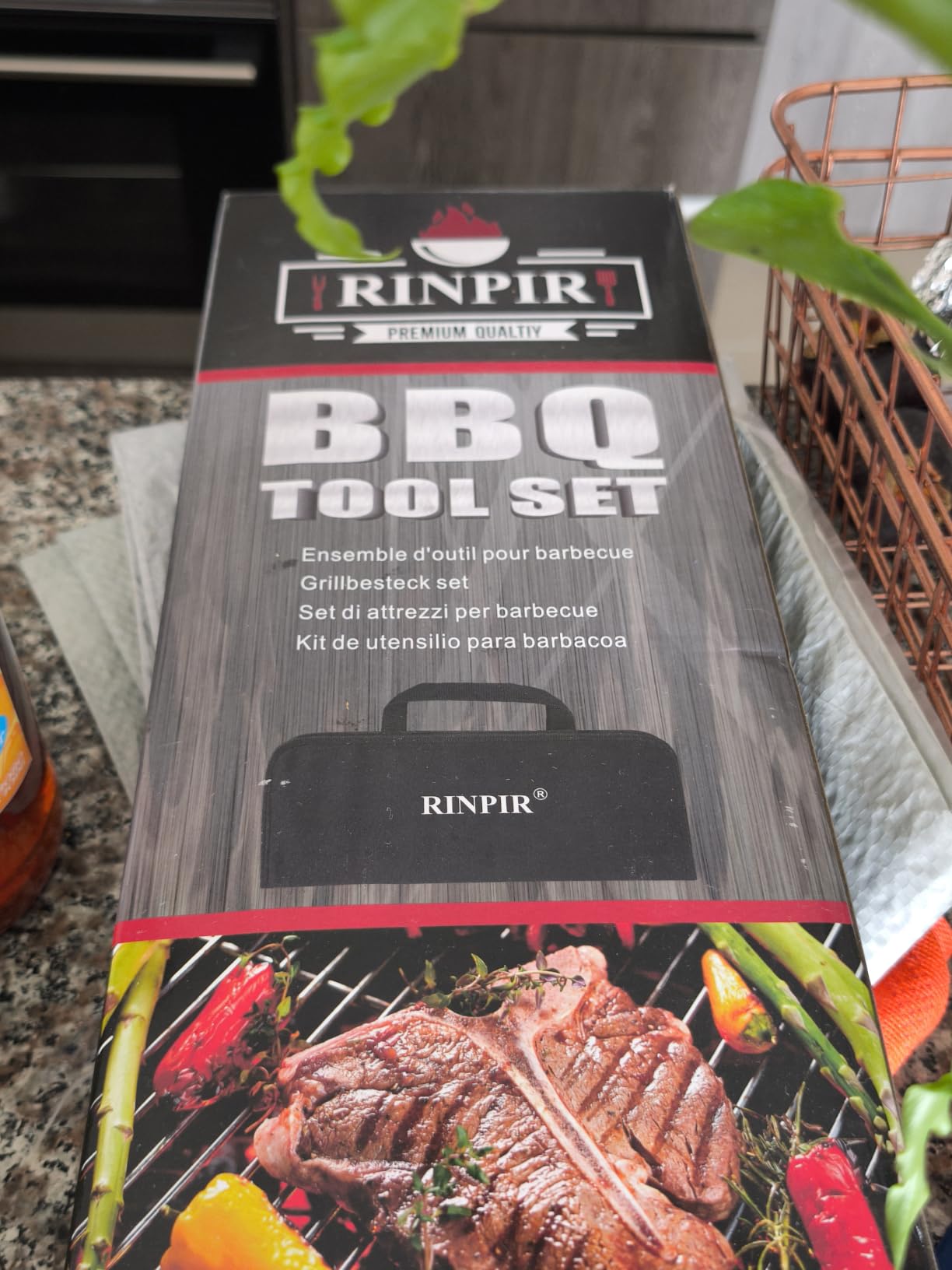 RINPIR 31pcs BBQ Grill Accessories Gifts for Men Dad, Heavy Duty Grilling Tools Gift Set for Father‘s Day, Stainless Steel BBQ Utensils Kit with Mats, Grill Brush in Carrying Bag Brown customer photo 2