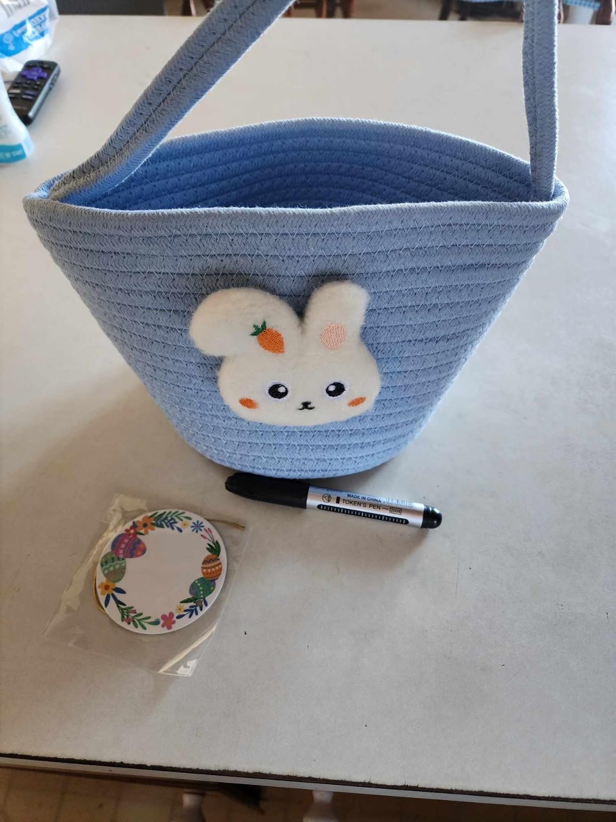 Easter Basket, Easter Baskets for Kids, Baby Easter Basket with Handle, Empty Bunny Egg Basket, Easter Baskets for Boys, Girls, Toddler, Babies, Infant Easter gifts basket Personalized customer photo 2