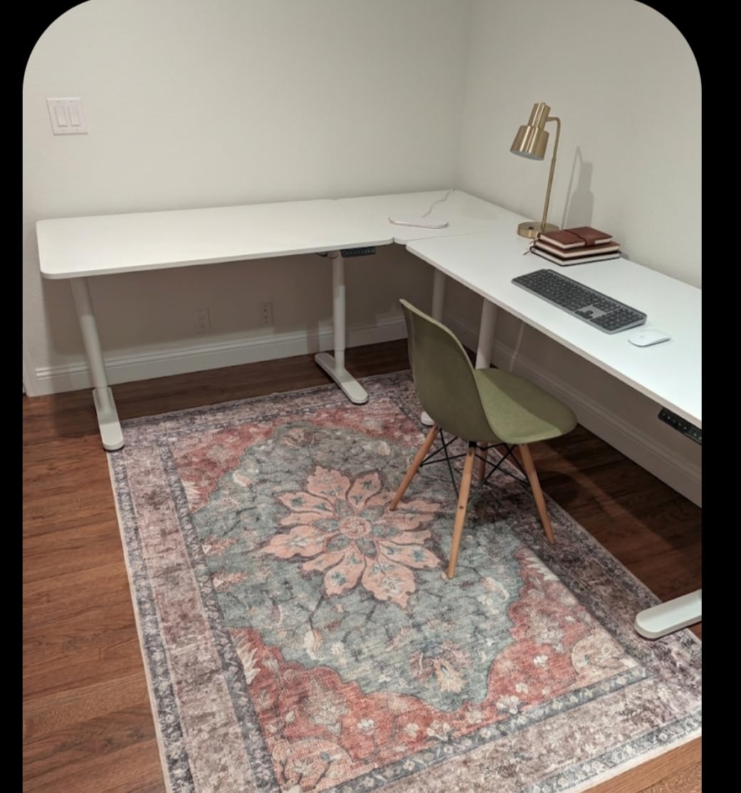 RELEANY Washable Area Rug, 8'x10', Brick/Brown/Green customer photo 1