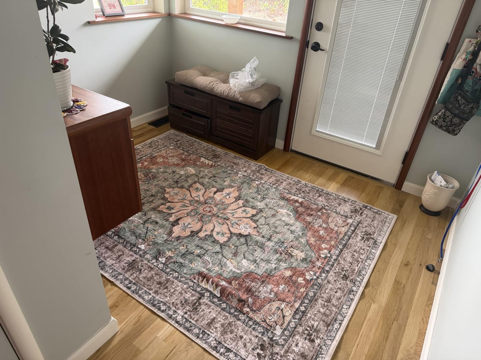 RELEANY Washable Area Rug, 8'x10', Brick/Brown/Green customer photo 2
