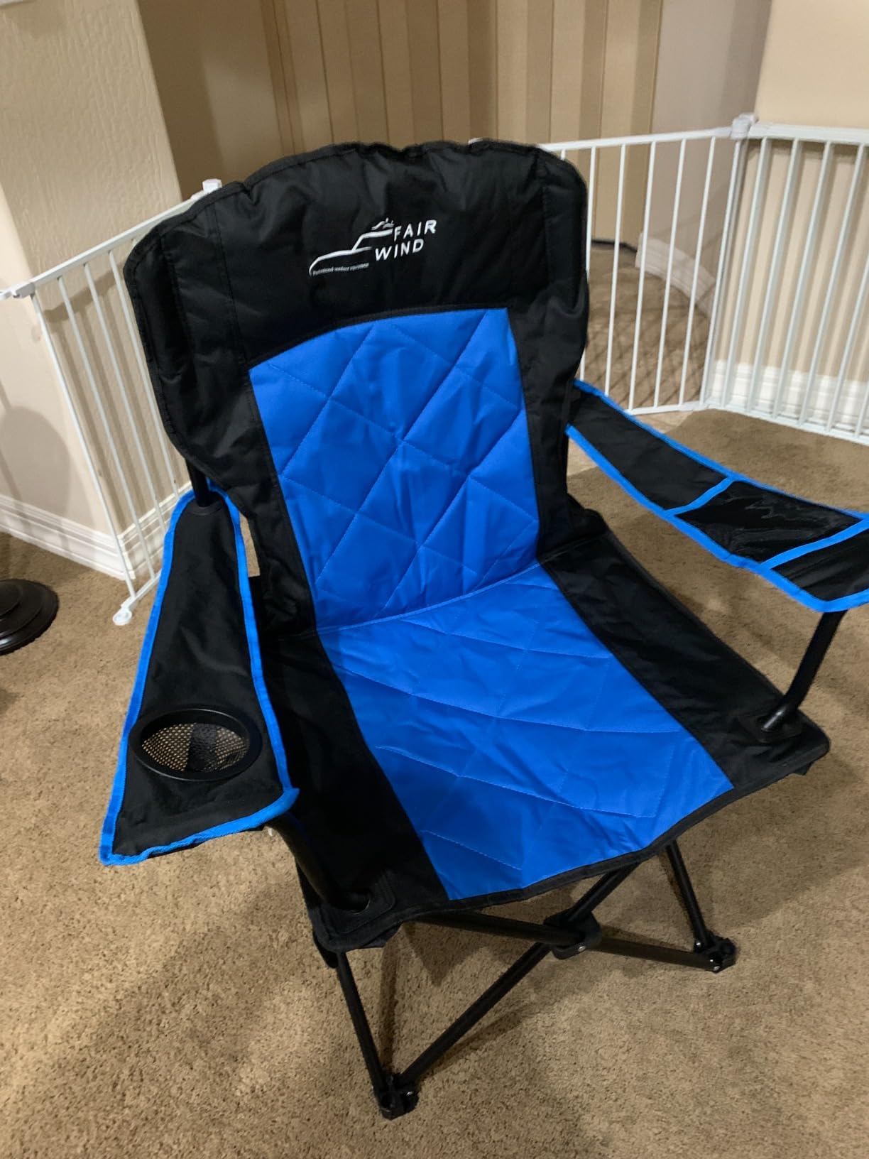 FAIR WIND Oversized Fully Padded Camping Chair, Heavy Duty Quad Fold Chair Arm Chair Support 350 LBS with Cup Holder, Collapsible Lumbar Back Chair Portable for Outdoor, Black customer photo 1