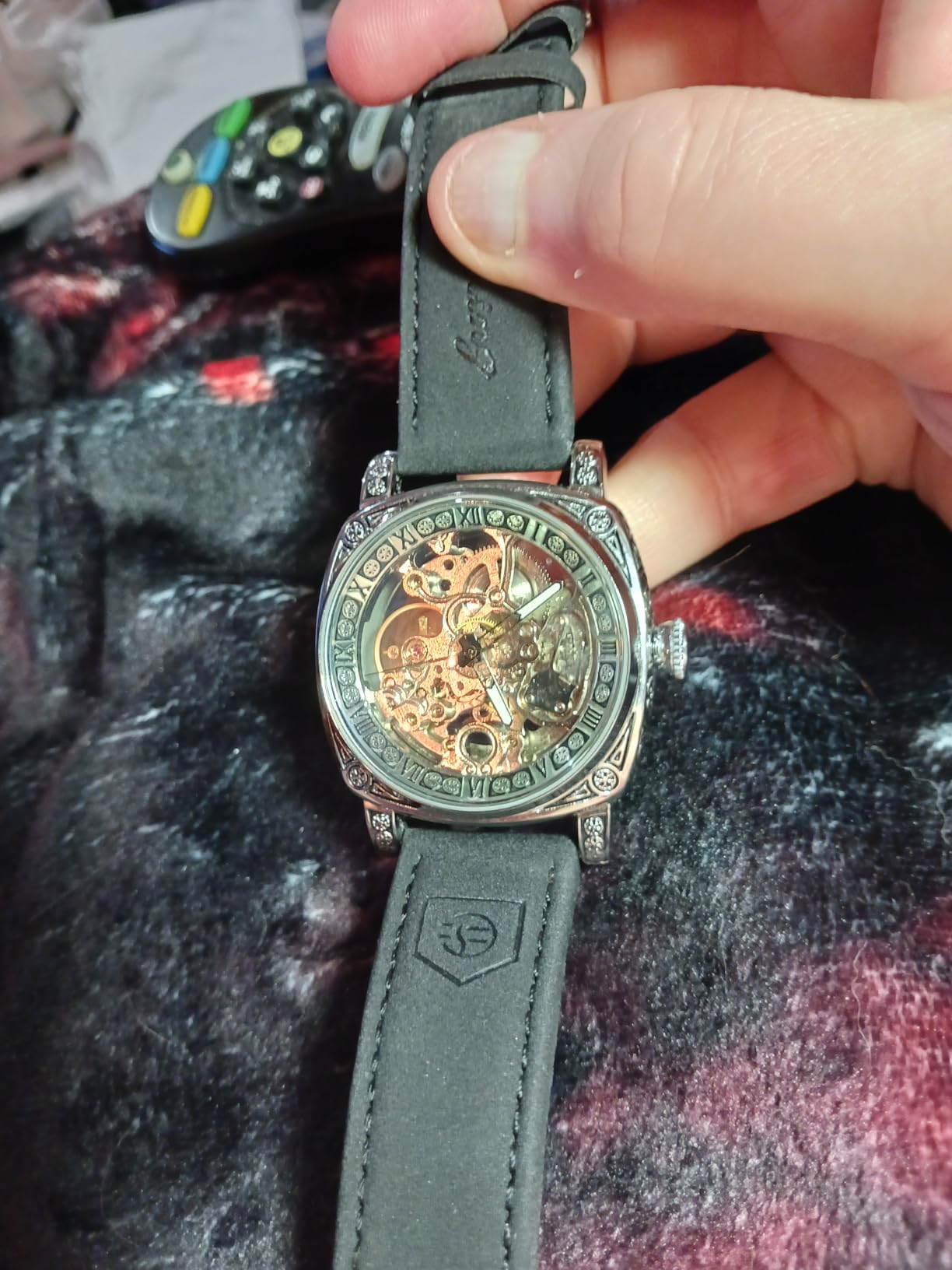 FORSINING Watches for Man, Square Retro Mechanical Watch Self-Wind Carved, Skeleton Automatic Watches Vintage Leather Strap Wristwatch customer photo 1