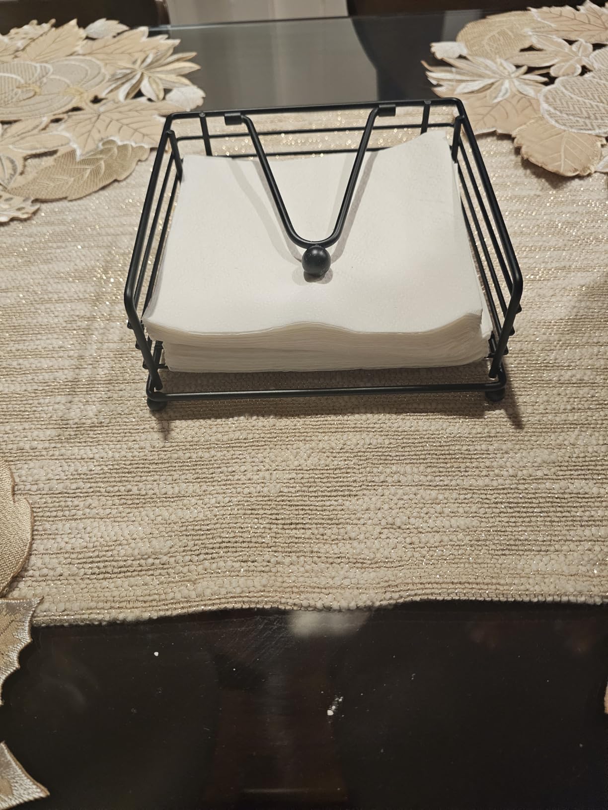 LAIHIFA Napkin Holder for Table & Kitchen - Modern Flat Napkin Dispenser for Home & Outdoor Dining, Paper Napkin Holders with Weighted Arm for Easy Access - Keep Your Dining Area Tidy and Organized customer photo 2