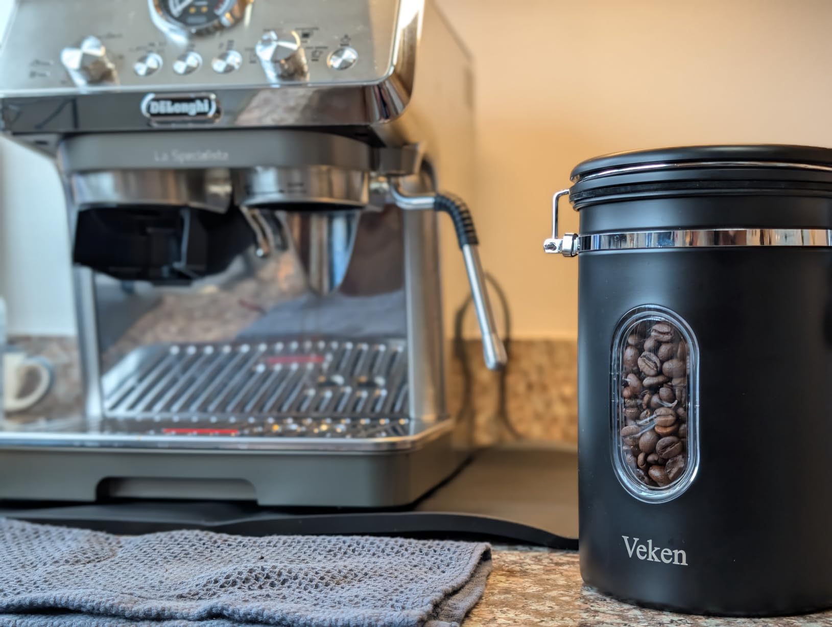 Veken Coffee Canister with Window, Airtight Stainless Steel Container, 22OZ customer photo 1