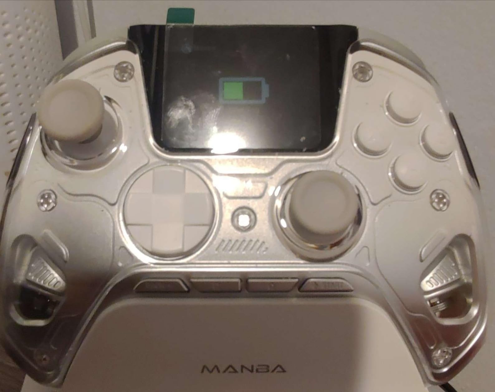 ManbaOne Interactive Screen Wireless Gaming Controller for PC/Switch/Switch 2/iOS/Android,Hall Effect Stick & Trigger,RGB Lighting,Remappable Buttons,1800mAh with Charging Dock (White) customer photo 2
