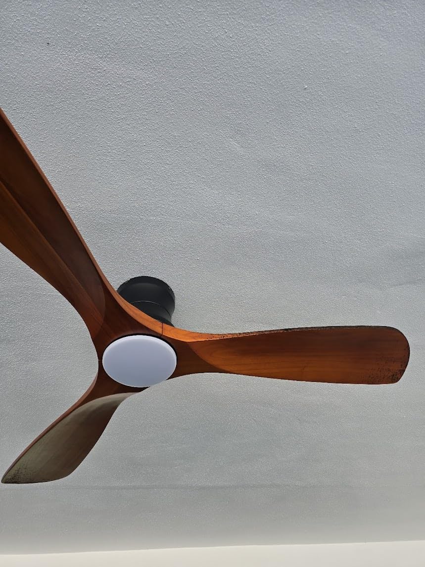 Livory 52'' Wood Smart Flush Mount Ceiling Fans with Lights and Remote, Quiet DC Motor, Outdoor Indoor Ultra Low Profile, Works with Alexa WIFI APP, Modern White customer photo 1