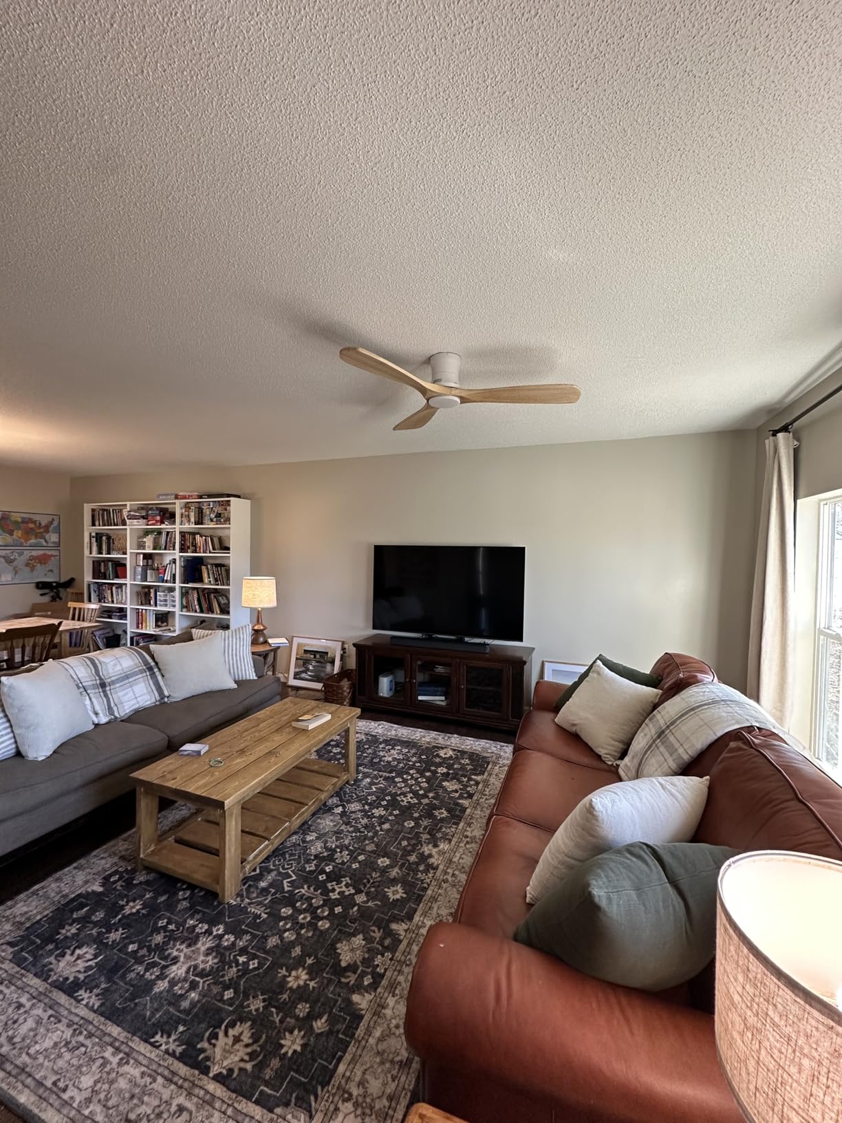 Livory 52'' Wood Smart Flush Mount Ceiling Fans with Lights and Remote, Quiet DC Motor, Outdoor Indoor Ultra Low Profile, Works with Alexa WIFI APP, Modern White customer photo 2