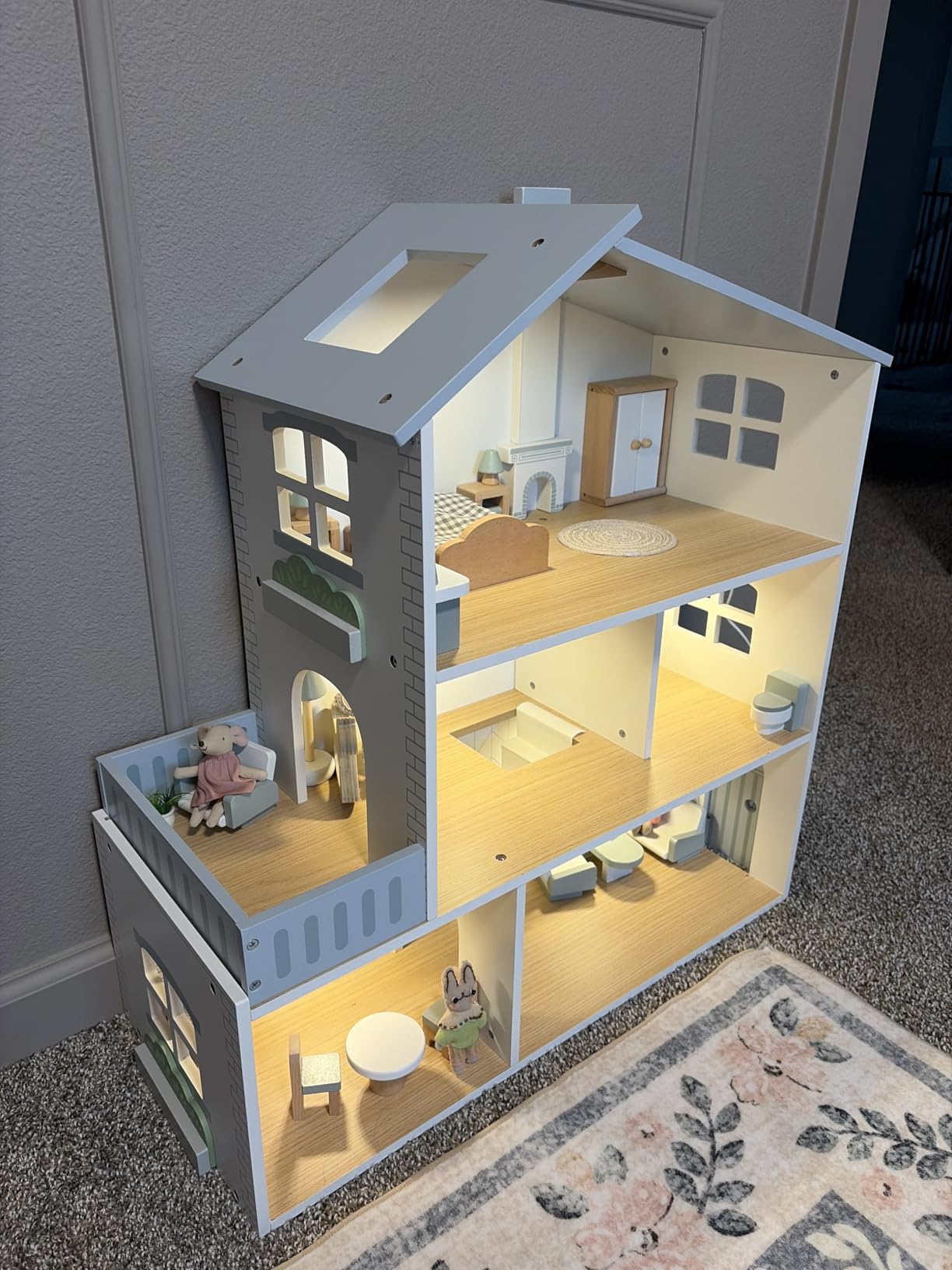 ROBOTIME Wooden Dollhouse with 29 Pcs Furniture, 6 Rooms,Age 3+ | Nordic dollhouse for 4-6in dolls, sparks interior decorating creativity, open design for group play, wooden gift for ages 3+ customer photo 2