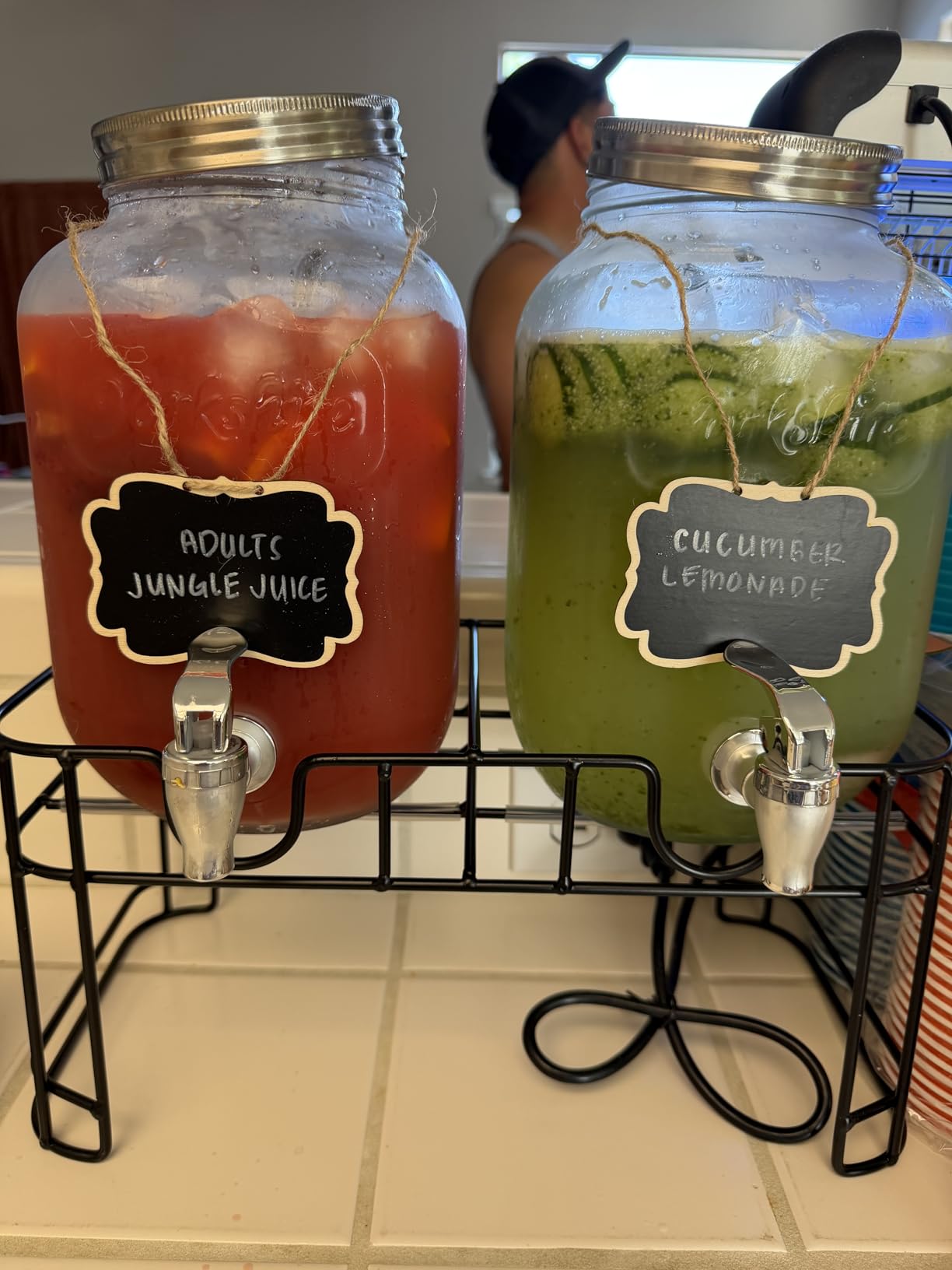 1 Gallon Glass Drink Dispensers For Parties-Set of 2,Leak-Proof Spigot customer photo 1