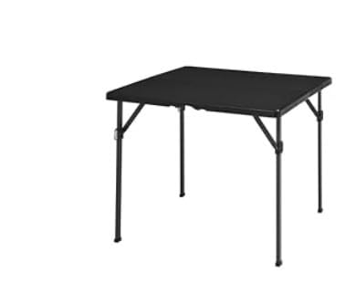 Amazon Basics 34 inch Portable Sturdy Folding Dining Table with Carrying Handle, Space Saving Storage, Square, 33.9 x 29.1 x 33.9 inch, Black customer photo 2