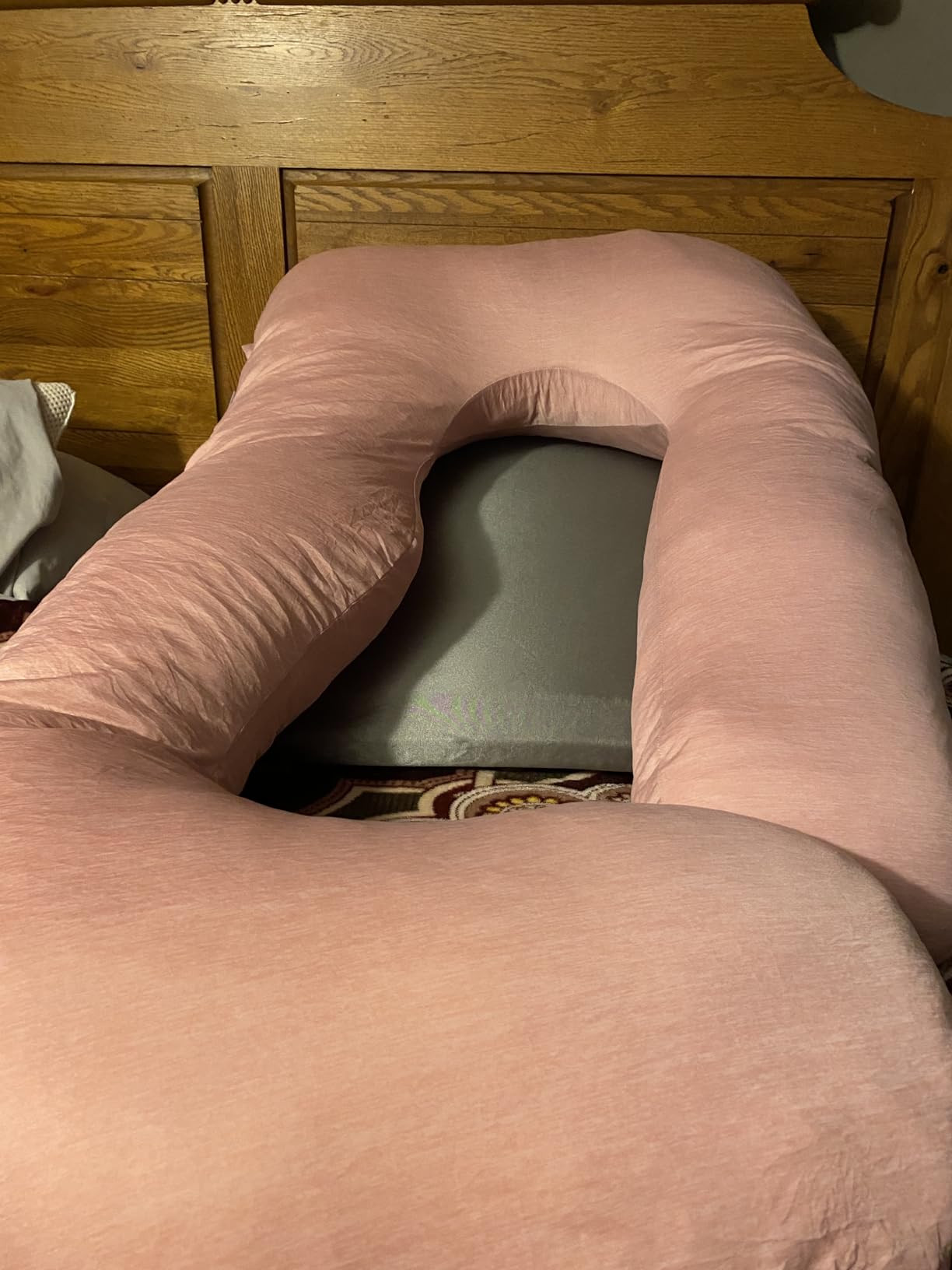 Jcickt Pregnancy Pillow for Sleeping,59 inch Maternity Pillow with Removable Washable Cover,J-Shaped Cooling Full Body Pregnant Pillow -Support for Backs,Legs, Belly, HIPS, Improve Sleep-Pink customer photo 2