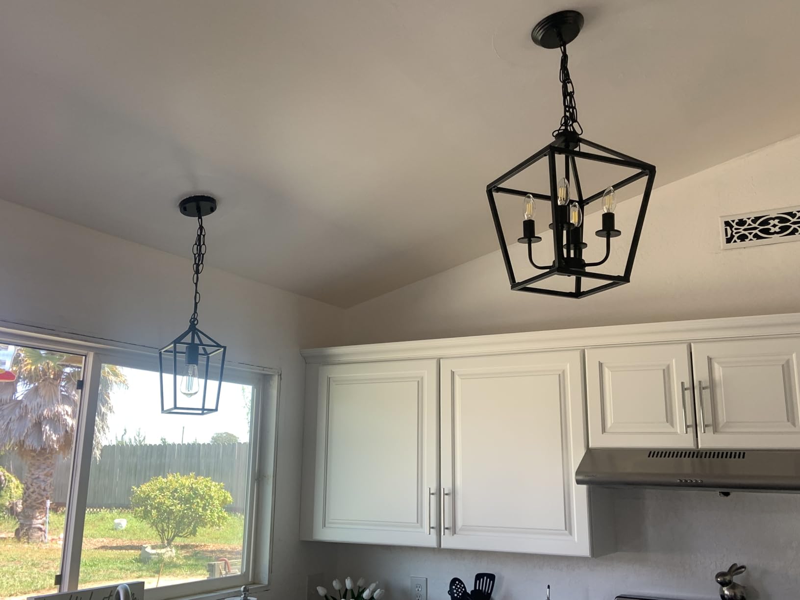 Sheetea 2 Pack Pendant Lights Kitchen Island, Modern Black Light Fixtures | Farmhouse Design, Ceiling Hanging Height Adjustable, Durable Metal, Quick & Easy Installation, Small Pendant Lighting customer photo 1