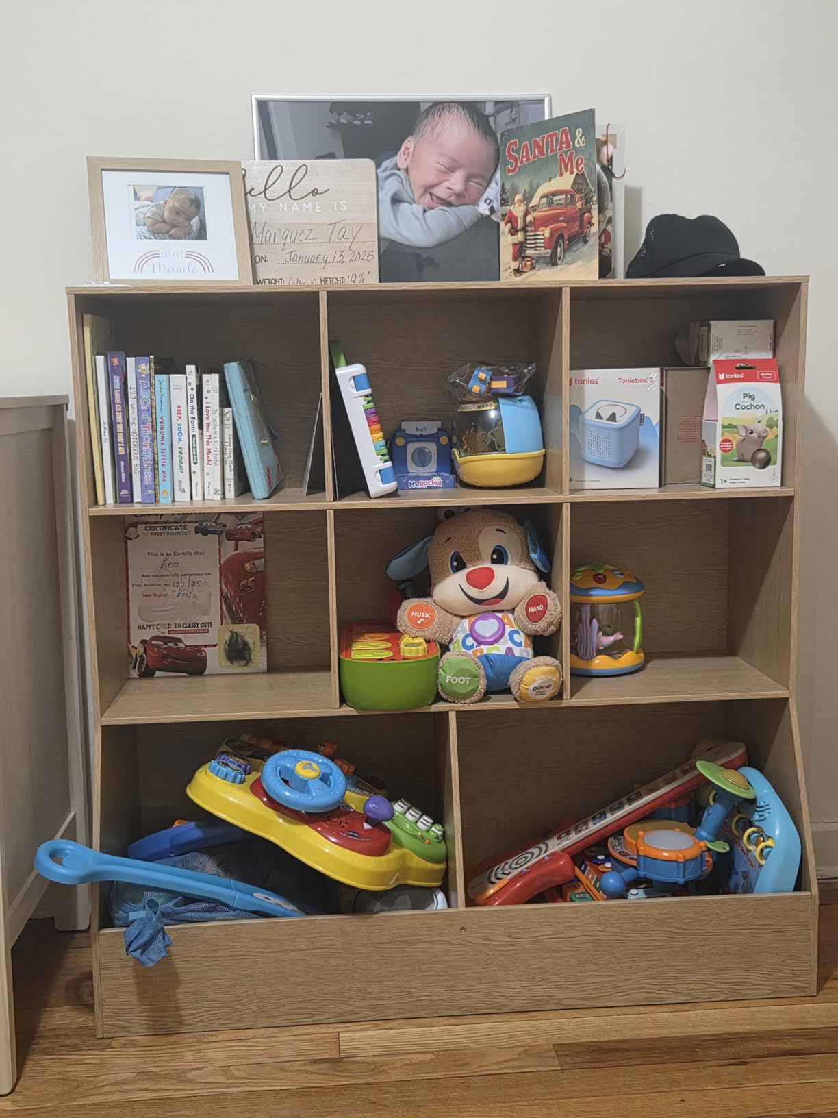 DINZI LVJ Toy Storage Organizer, Kids Cubby Cabinet with Bookshelf, 8-Cube customer photo 1