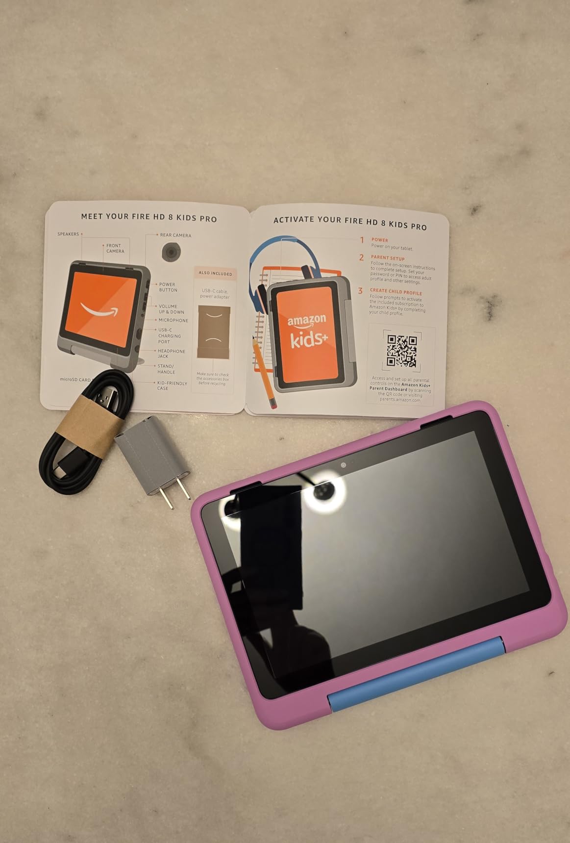 Amazon Fire HD 8 Kids Pro tablet, ages 6-12. Bright 8