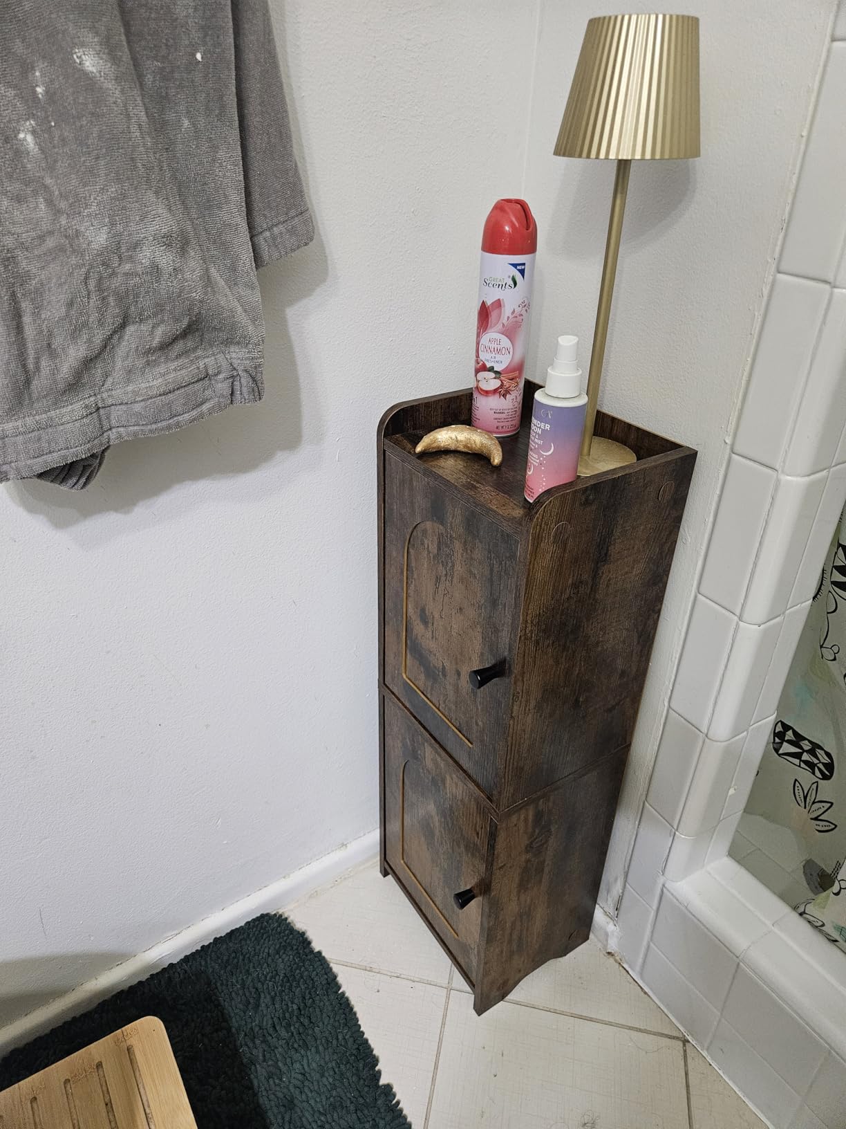 Hzuaneri Bathroom Storage Cabinet, Small Corner Floor Cabinet with 2 Doors customer photo 1