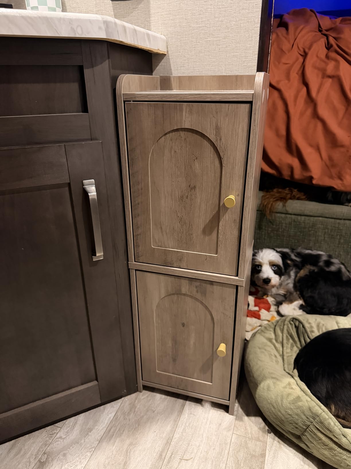 Hzuaneri Bathroom Storage Cabinet, Small Corner Floor Cabinet with 2 Doors customer photo 2