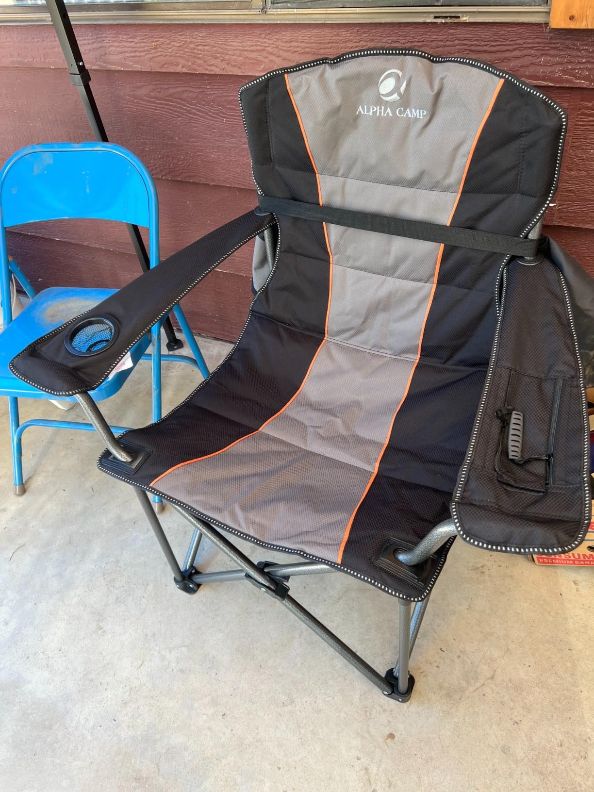 ALPHA CAMP Oversized Fully Padded Camping Chairs with Lumbar Support | Heavy duty 500 LBS, Steel Frame, Sturdy, Durable, Cooler Bag,600D Oxford fabric ,Cup holder,Carry Bag,Pocket, Easy to set up customer photo 2