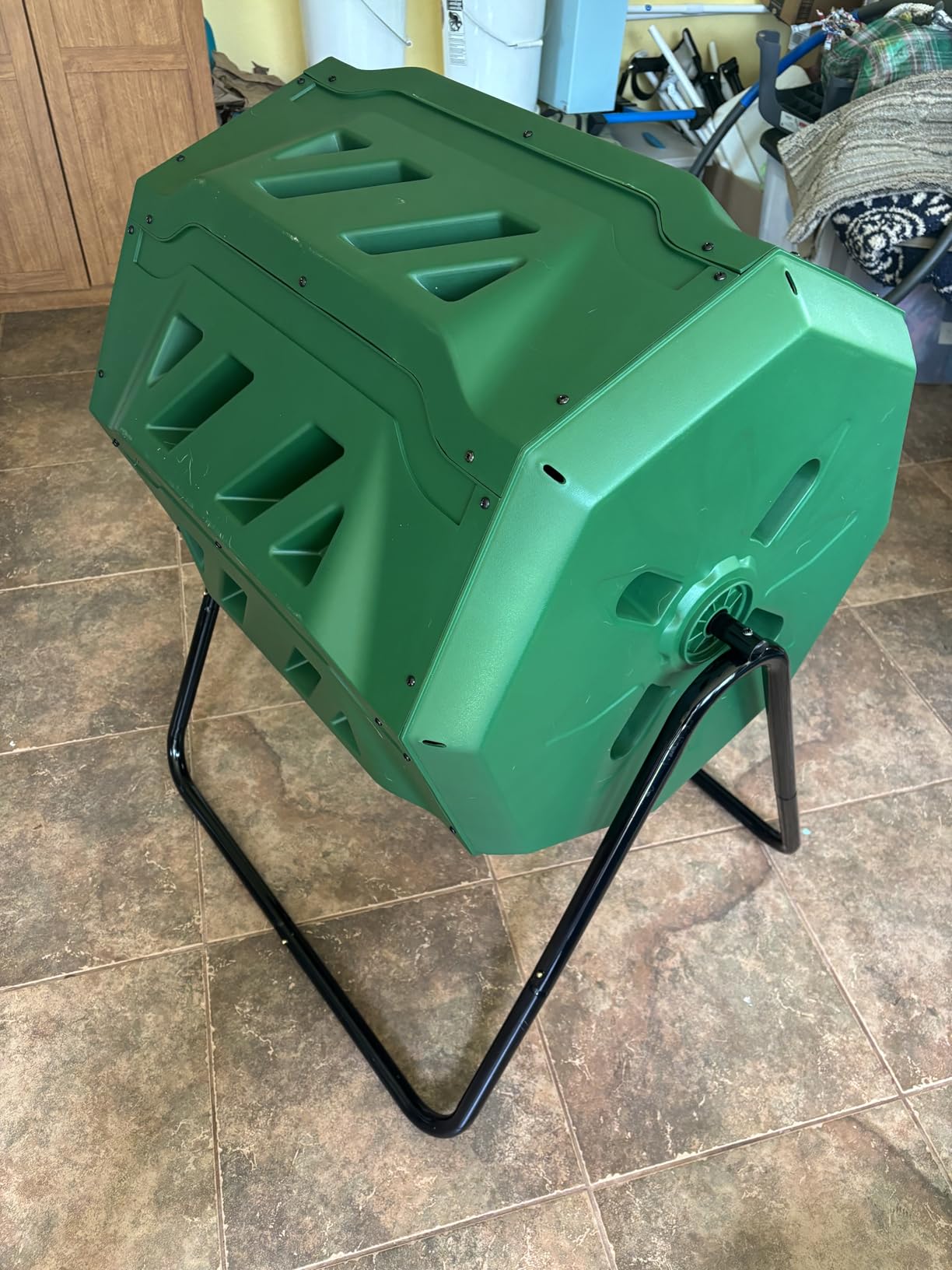 F2C Compost Bin Outdoor Dual Chamber Tumbling Composter 43 Gallon BPA Free Large Tumbler Composters Tumbling or Rotating w/Sliding Doors & Solid Steel Frame Garden Yard Black customer photo 2