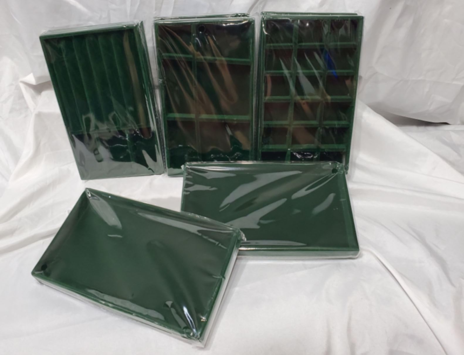 Jewelry Trays for Drawers, Set of 8 Stackable Velvet Jewelry Tray Inserts for Rings, Earrings, Necklaces, Bracelets – Fits Most Dresser/Closet Drawers, Non‑Slip Lined, Green customer photo 1