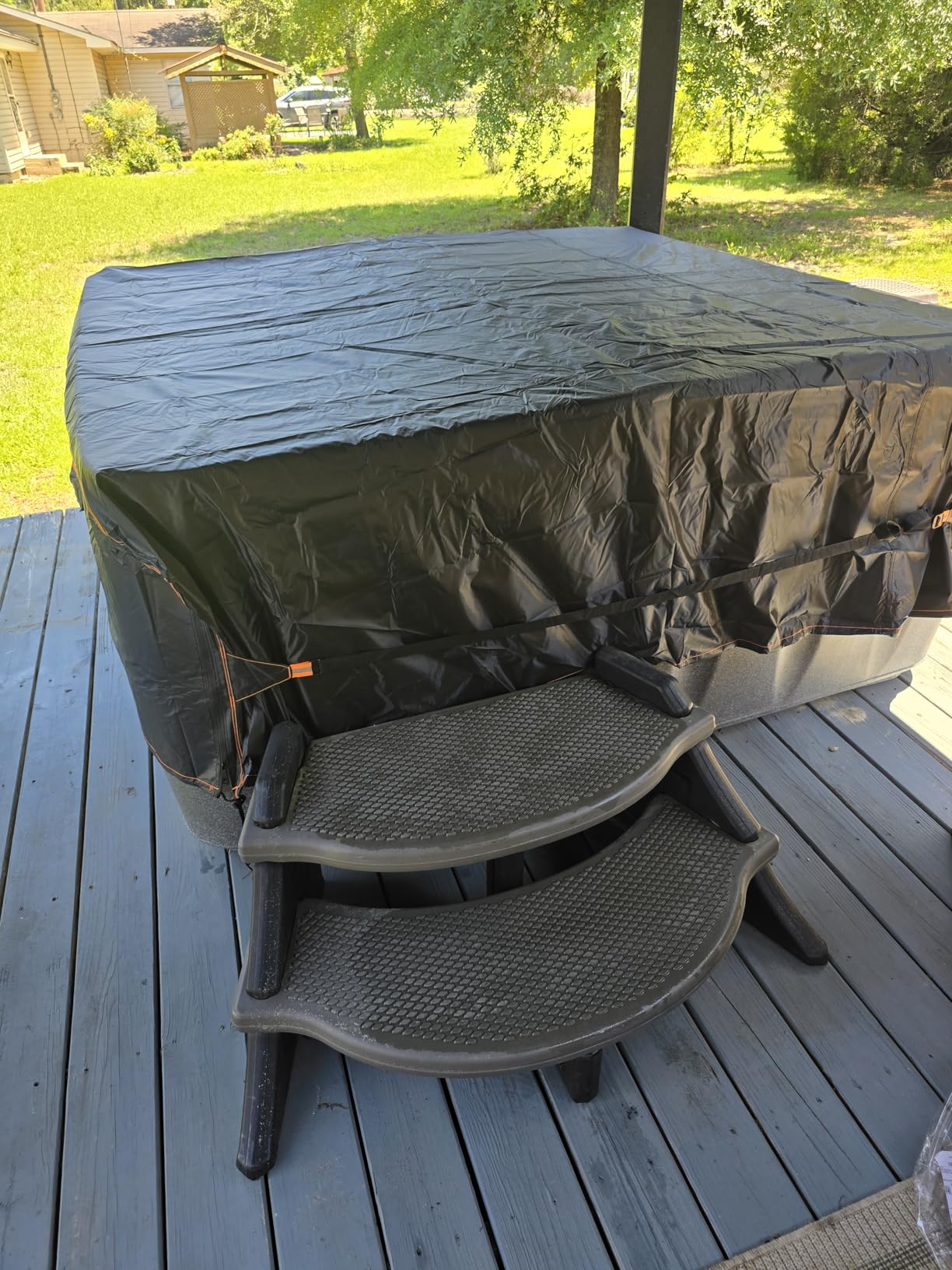 Enzeno Outdoor SPA Hot Tub Cover Waterproof Square 86 x 86 inch fit 84 x 84 or 83 x 83 or 82 x 82 or 7 ft x 7 ft 420D Heavy Duty Cub Hot Tub Lid Protectors Protective Cover Cap customer photo 2