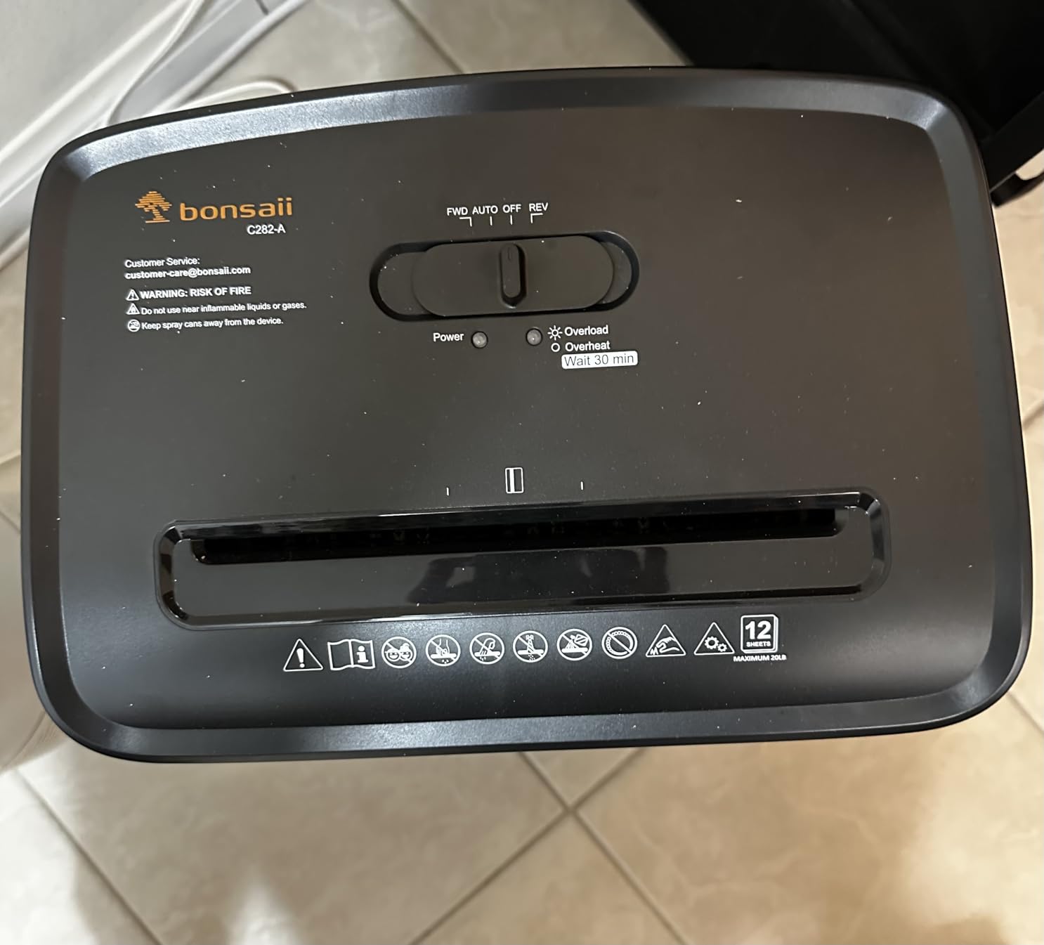 Bonsaii 12-Sheet Cross Cut Heavy Duty Paper Shredder for Home Office | P-4 Security Level, Jam-Proof System, 5.5Gal Pullout Bin with Casters, Shredder for CDs & Credit Card C282-A customer photo 1