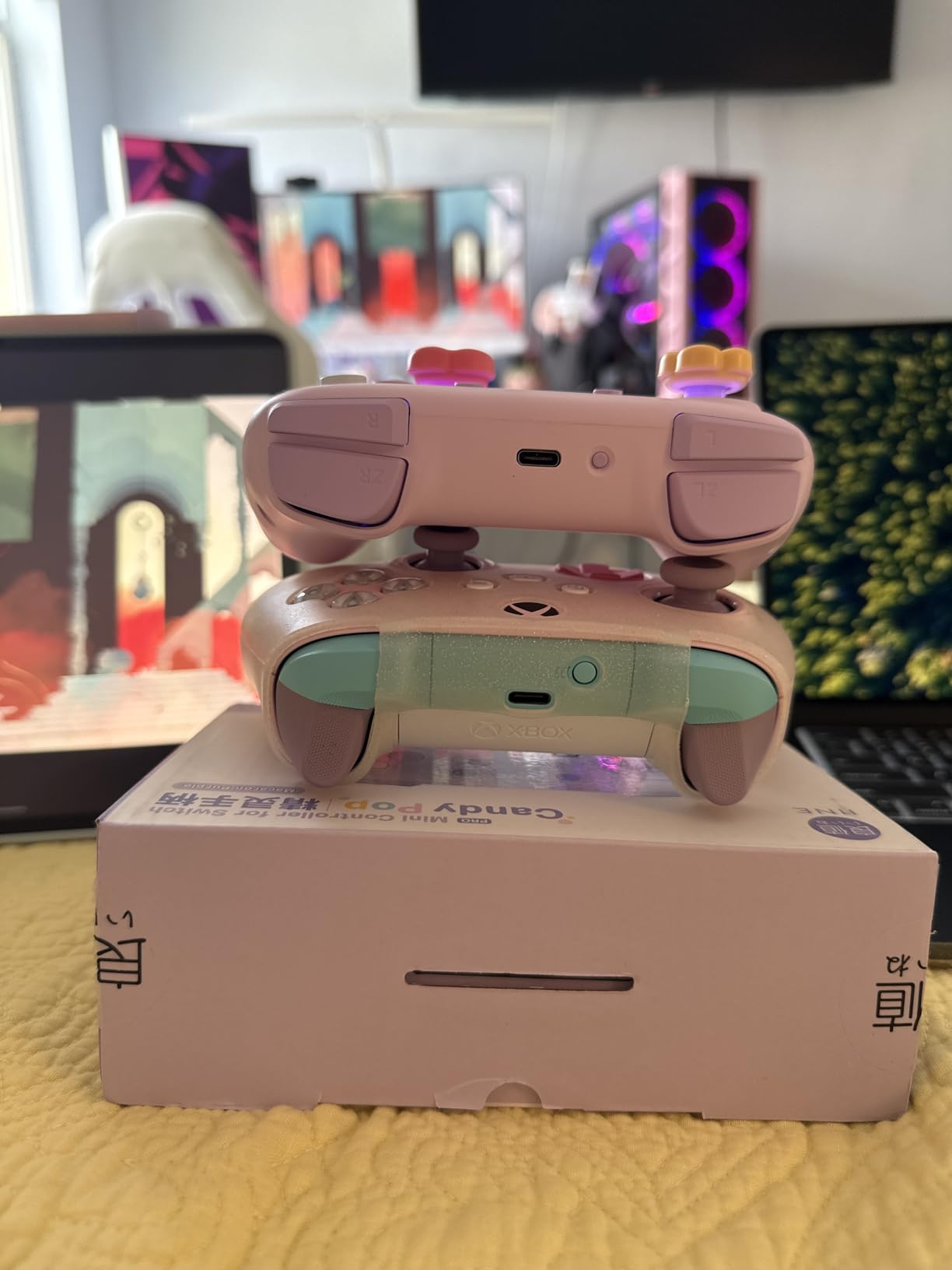 IINE Wireless Controller for Switch/PC/Android/IOS, Cute Gamepad with RGB Lights, Mini Pro Controller with Turbo/Macro/NFC Amiibo/Motion Sensor/Wake-Up/Rumble (Purple) customer photo 1