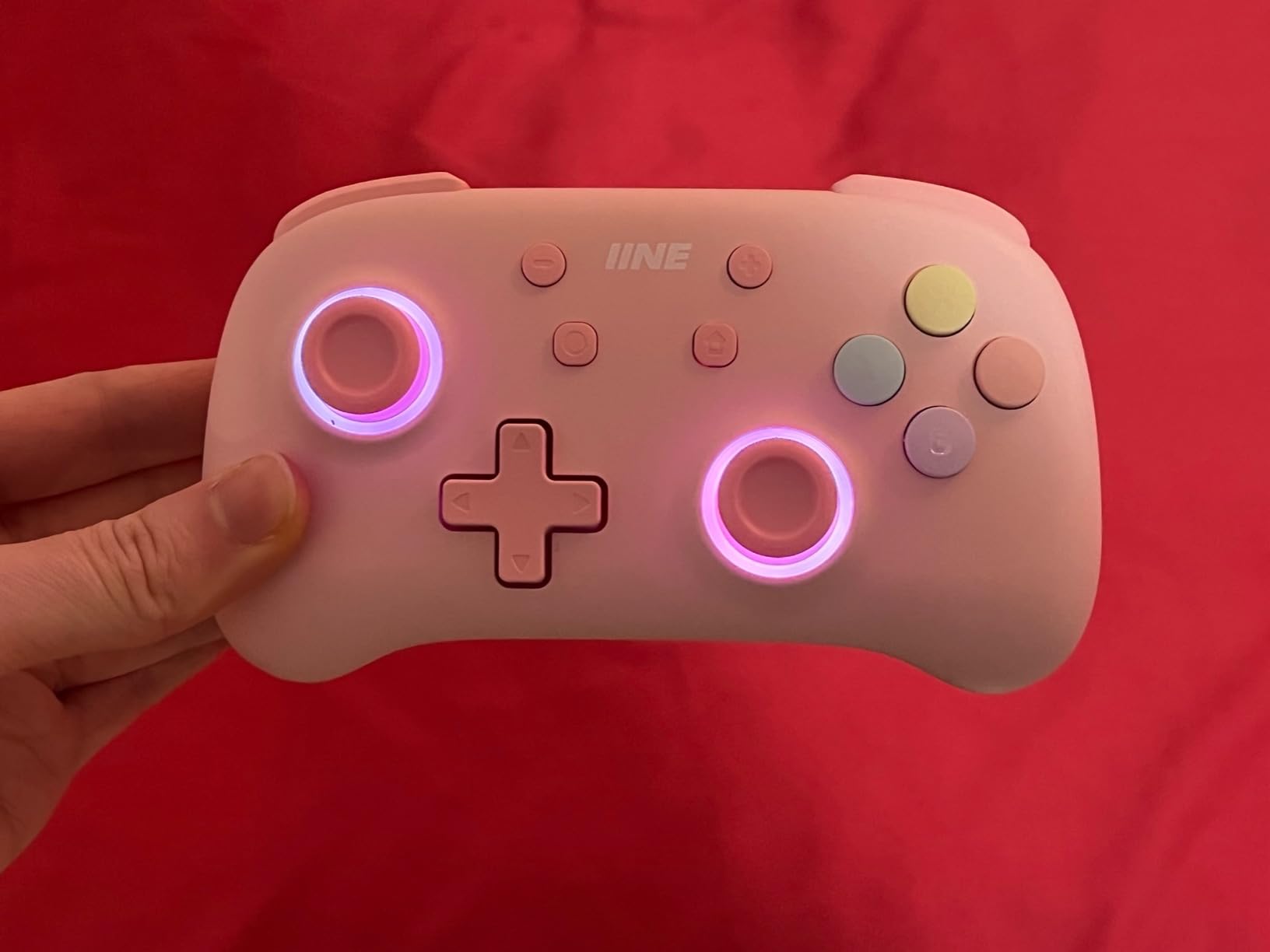 IINE Wireless Controller for Switch/PC/Android/IOS, Cute Gamepad with RGB Lights, Mini Pro Controller with Turbo/Macro/NFC Amiibo/Motion Sensor/Wake-Up/Rumble (Purple) customer photo 2