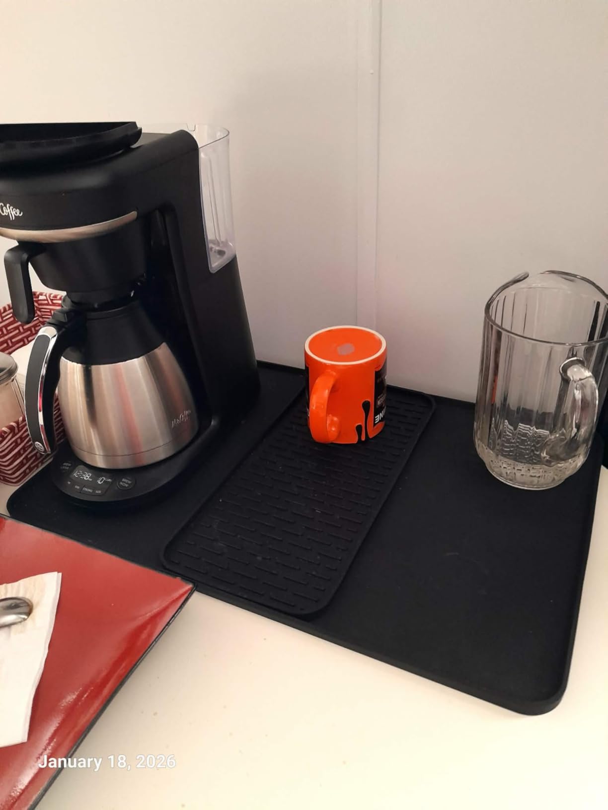 Silicone Coffee Mat, 24''x16'' Bar Mat with Detachable Dish Drying Mat - Fits Under Coffee Maker & Dish Rack customer photo 1