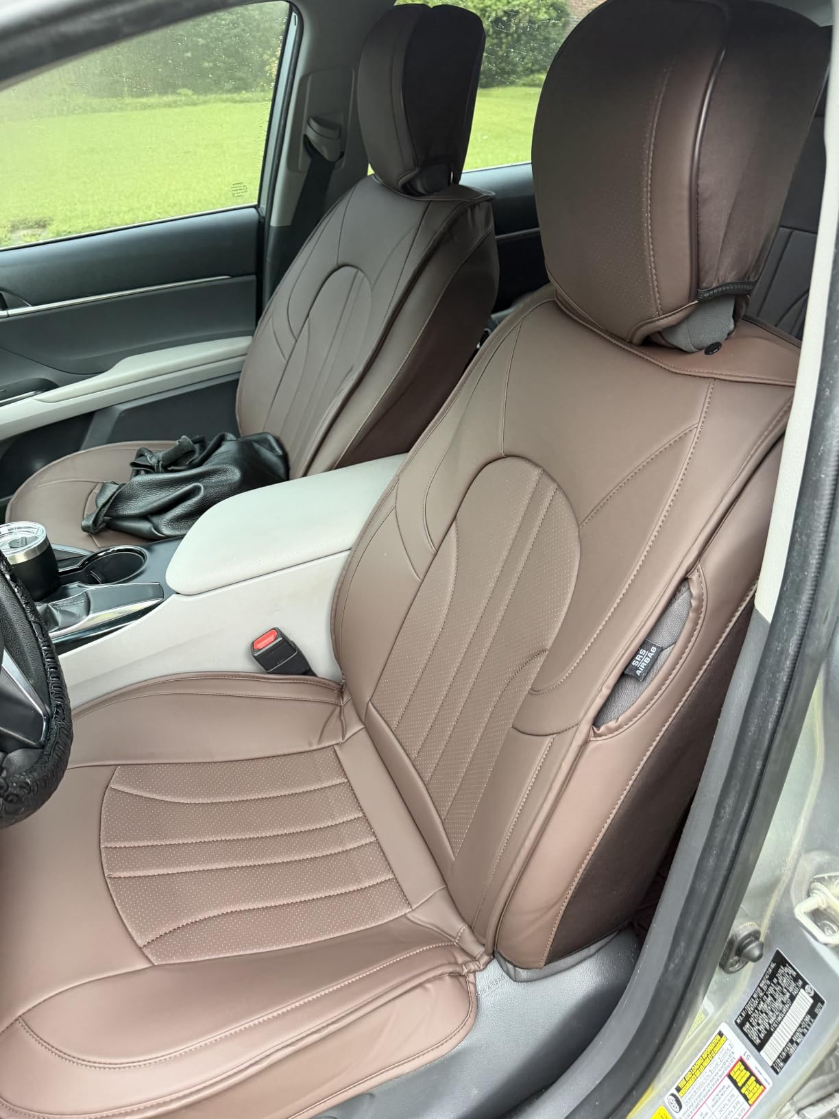 MINGBRON Car Seat Cover Full Set, Leather Car Seat Cover, Waterproof Seat Covers, Car Seat Cushion, Nappa Leather Seat Covers Car Seat Protector Universal Fit Most Cars, Black customer photo 1