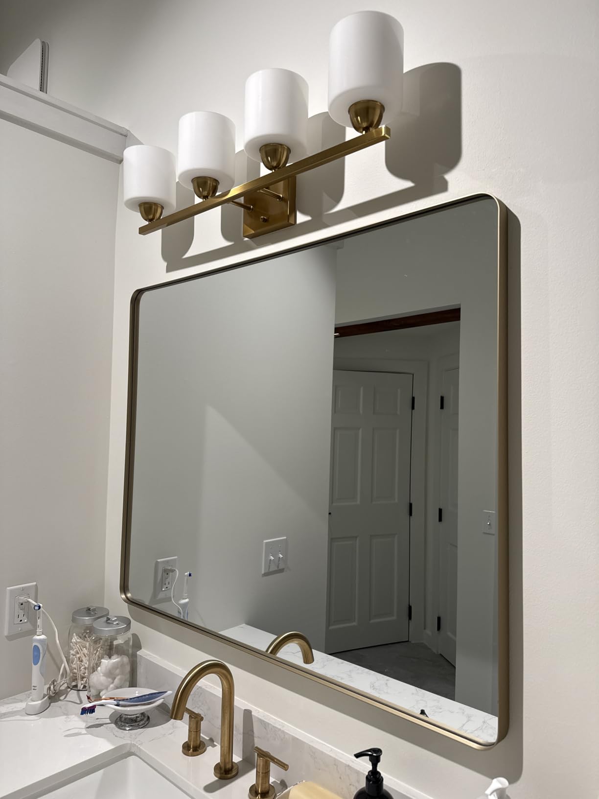 Mecgirn Matte Black Milk Glass Wall Sconces, 1 Pack Hardwired Indoor Wall Light Fixtures for Living Room, Hallway, Bedroom, Ceramic E26 Sockets (Bulbs Not Included) customer photo 1