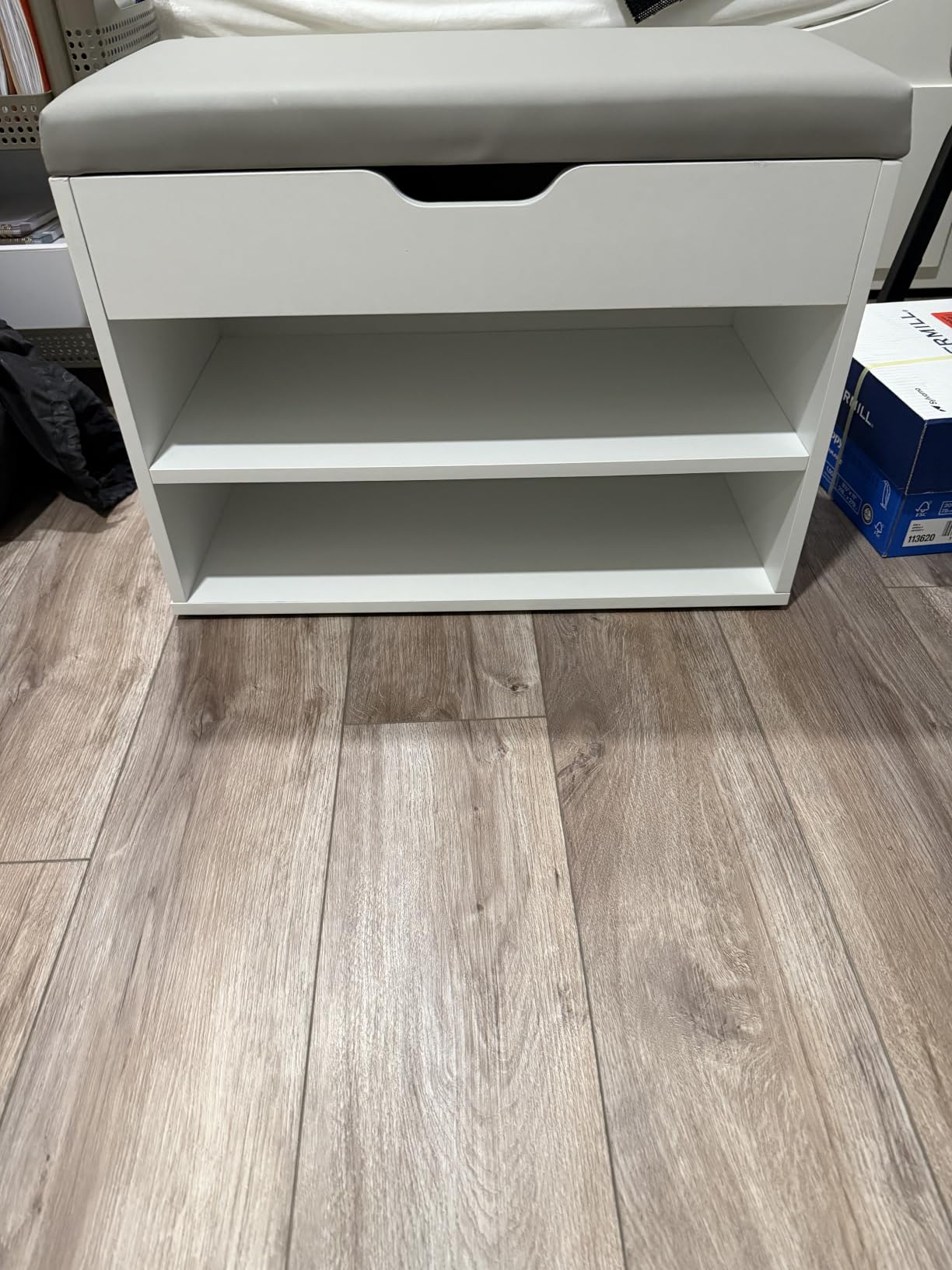 VASAGLE Storage Bench with Cushion, Shoe Bench, 11.8 x 23.6 x 17.3 Inches customer photo 1