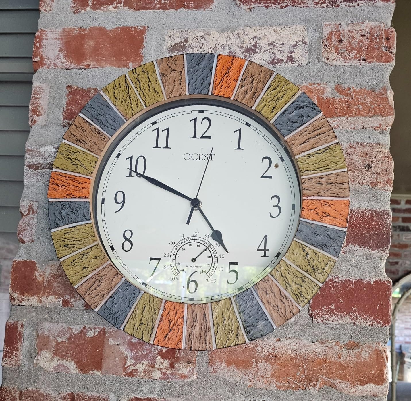 UMEXUS Outdoor Clocks for Patio Waterproof with Thermometer Combo, Brown customer photo 1