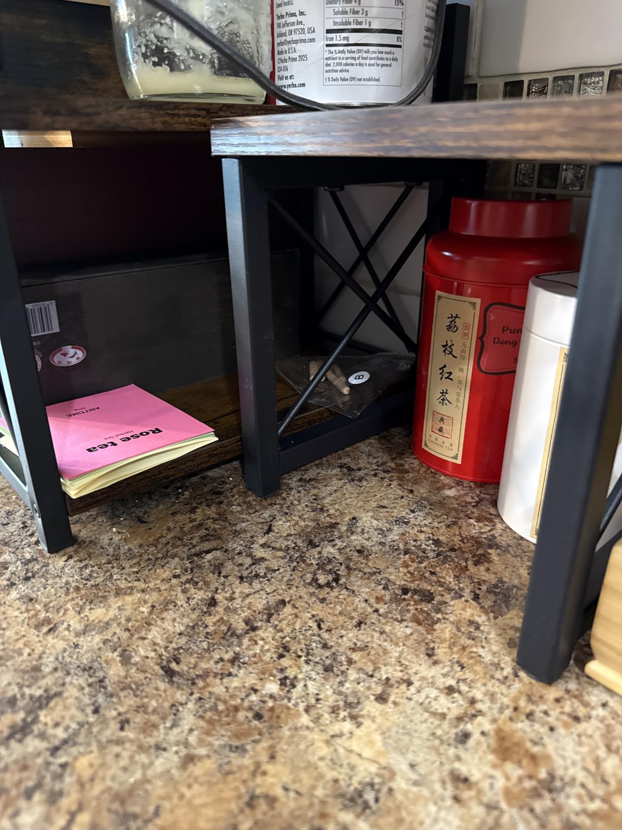 Giikin Countertop Organizer, 2 Tier Coffee Station Organizer for Desktop, Wood Counter Shelf Spice Rack for Kitchen (Black, M) customer photo 1