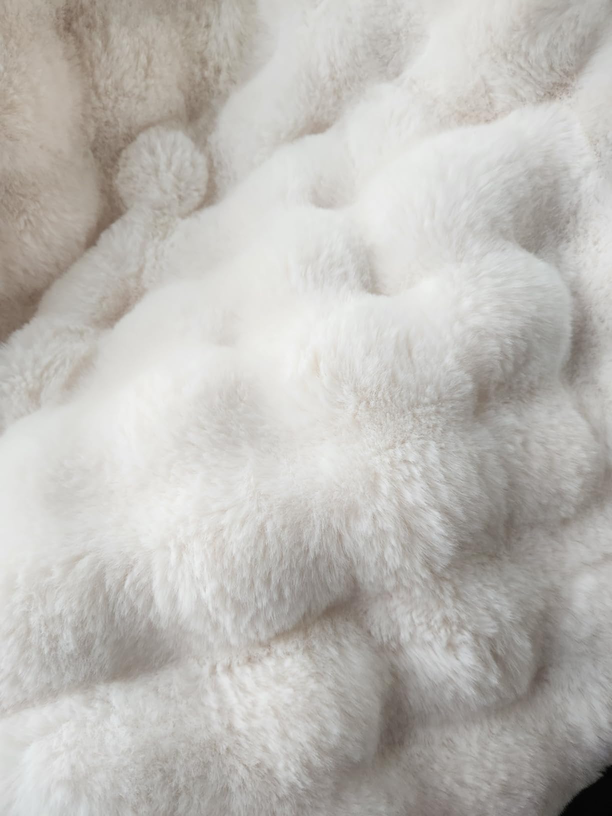 Ultra Soft Cozy Faux Fur Throw Blanket, Fuzzy Plush Thick Bubble Blanket, Luxury Fluffy Blanket for Couch, Sofa, Bedroom, and Living Room, 50x60 Inches, Cream White customer photo 2