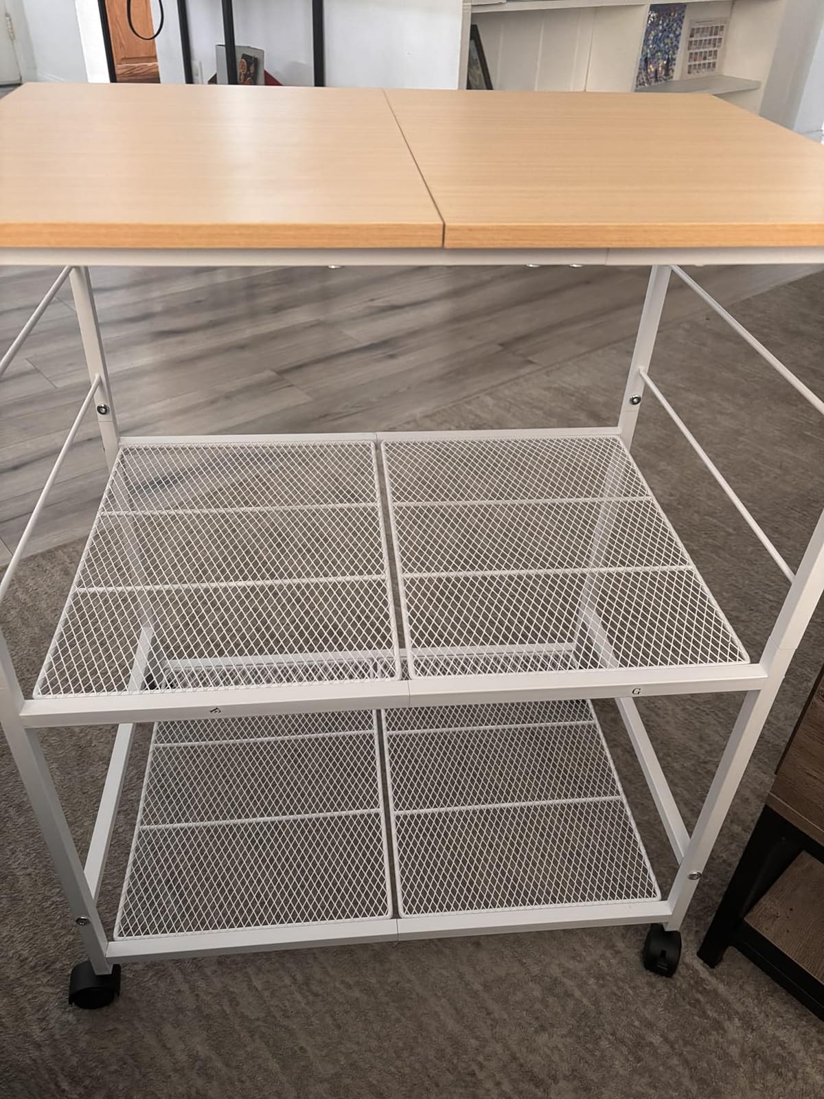 ThreeHio Rolling Kitchen Microwave Cart, 3 Tier Microwave Table Stand with Storage, Kitchen Utility Cart on Lockable Wheels, Small Coffee Cart Shelf Rack Organizer for Living Room Office, Balcony customer photo 2