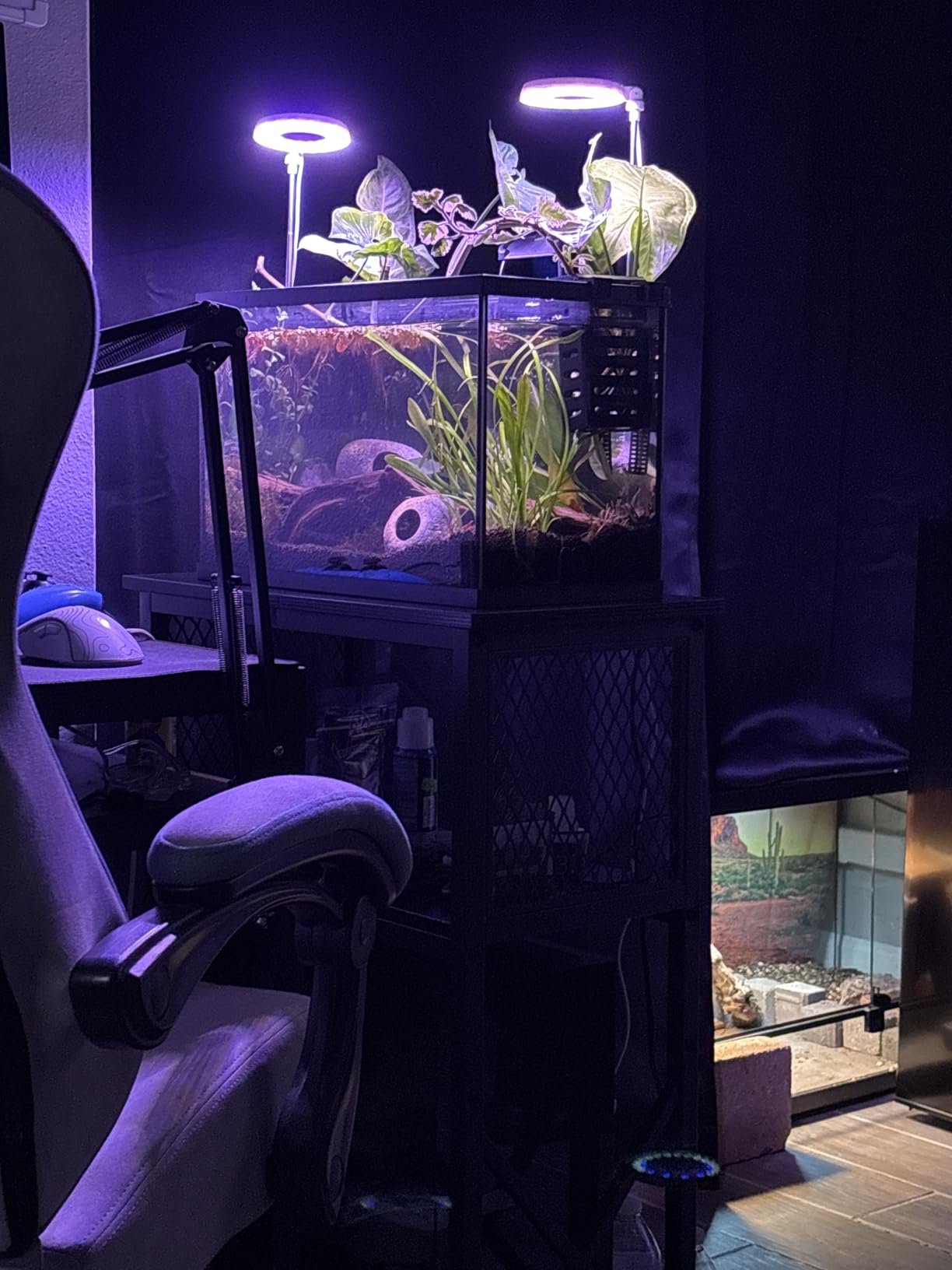 Snughome 10 Gallon Aquarium Stand with Storage, 3 Tier Heavy Metal Fish Tank Stand Shelf 20.47