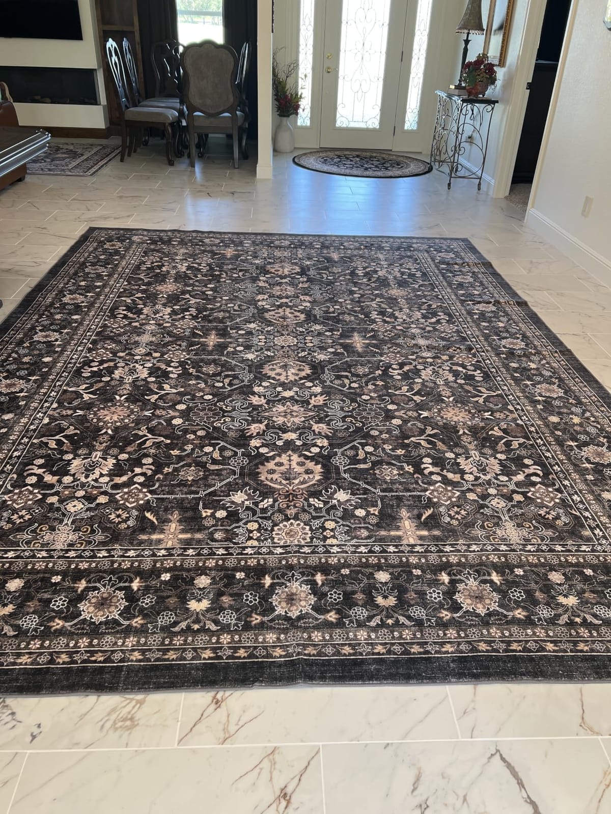 Ruaruarug Washable Area Rug 8×10 for Living Room, Ultra Soft, Black Grey customer photo 1