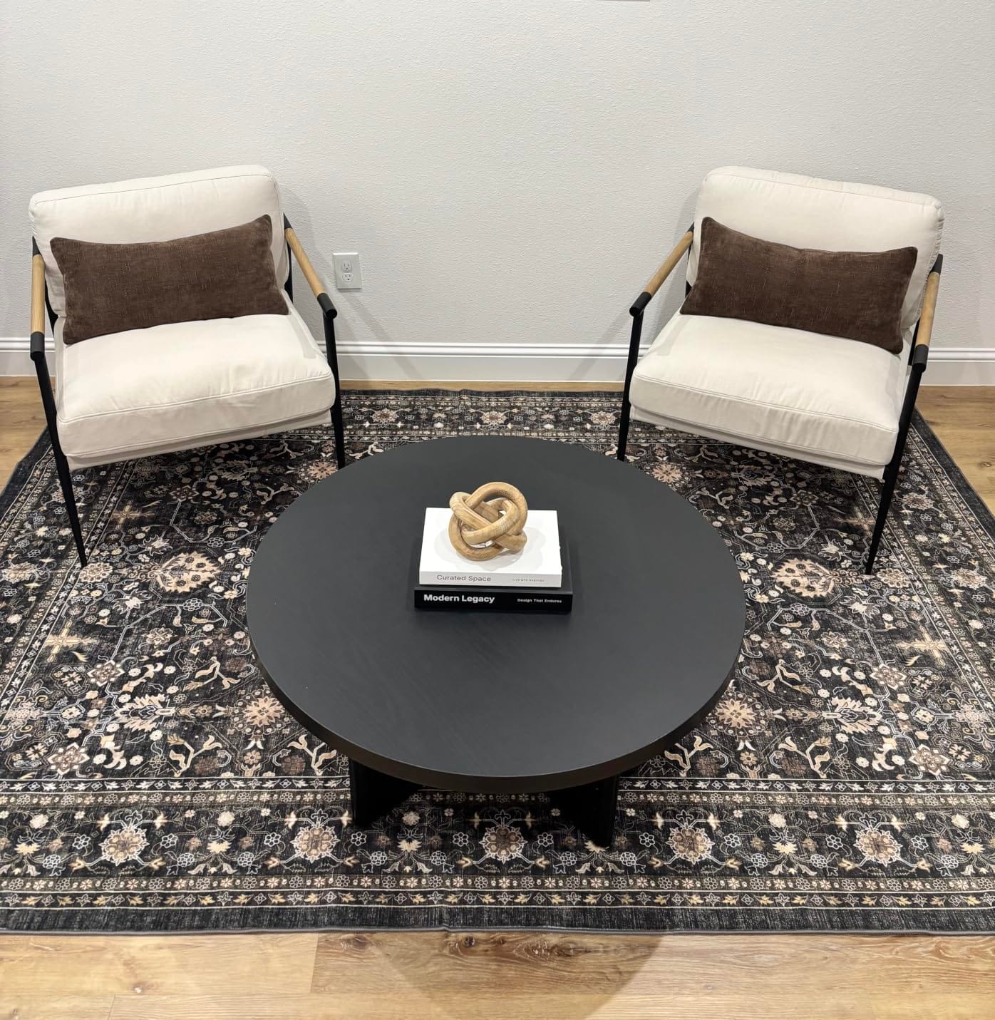 Ruaruarug Washable Area Rug 8×10 for Living Room, Ultra Soft, Black Grey customer photo 2