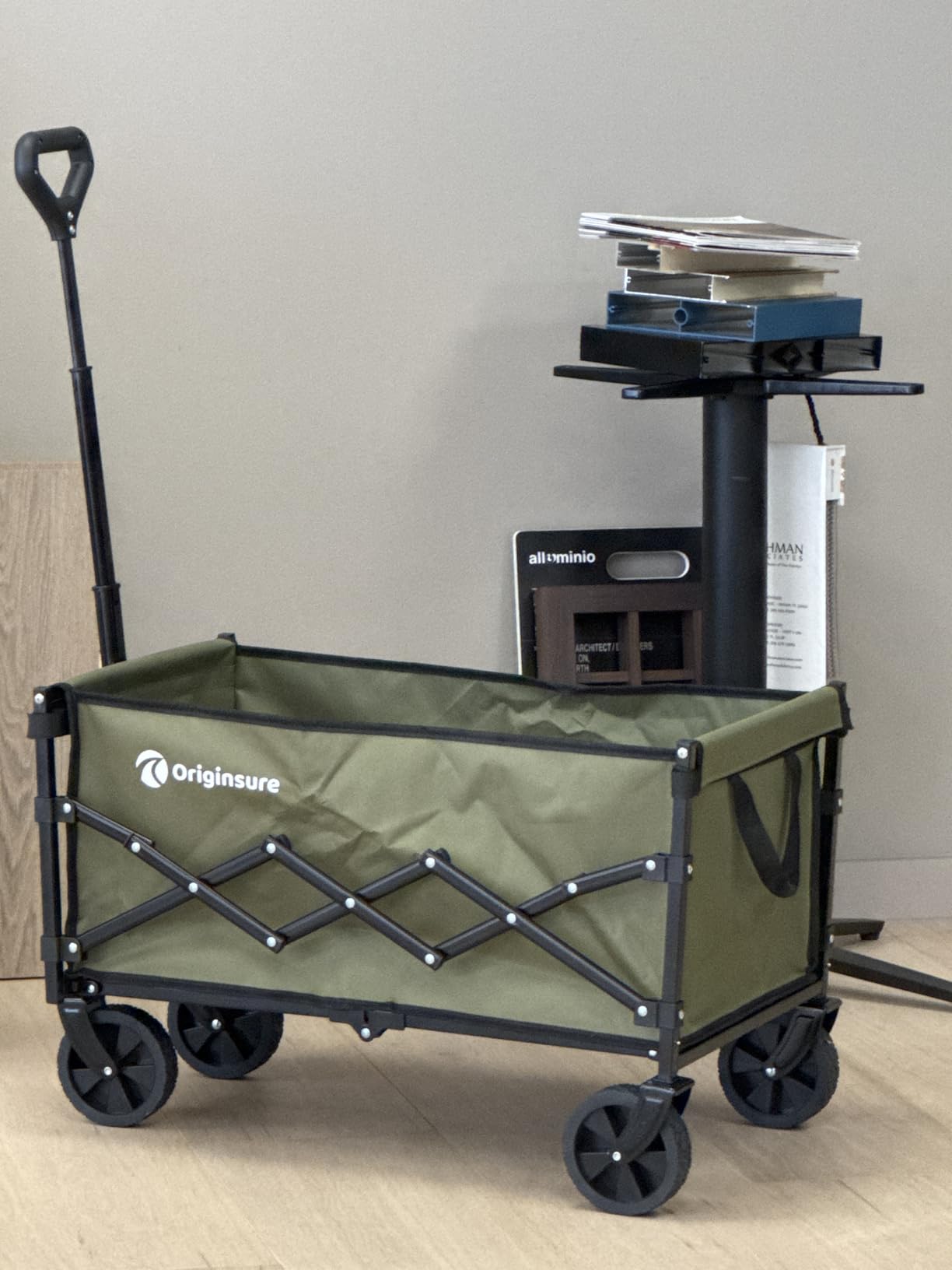 Originsure 110L Portable Collapsible Wagon Cart, 360lbs Heavy Duty, Black | All-Terrain Wheels, Solid Steel Frame, Adjustable Handle, Compact & Space-Saving, Utility for Camping, Sports, Grocery, Garden customer photo 2