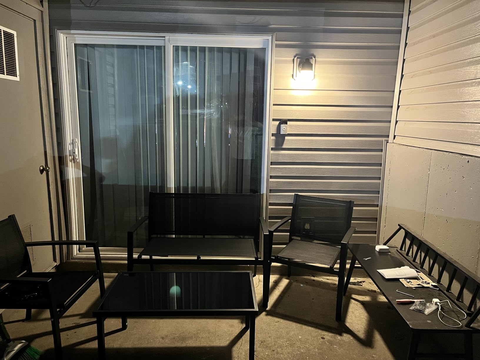 Shintenchi 4 Pieces Patio Furniture Set All Weather Textile Fabric Outdoor Conversation Set, with Glass Coffee Table, Loveseat, 2 Single Chairs for Home, Garden, Lawn, Porch(Gray) customer photo 1