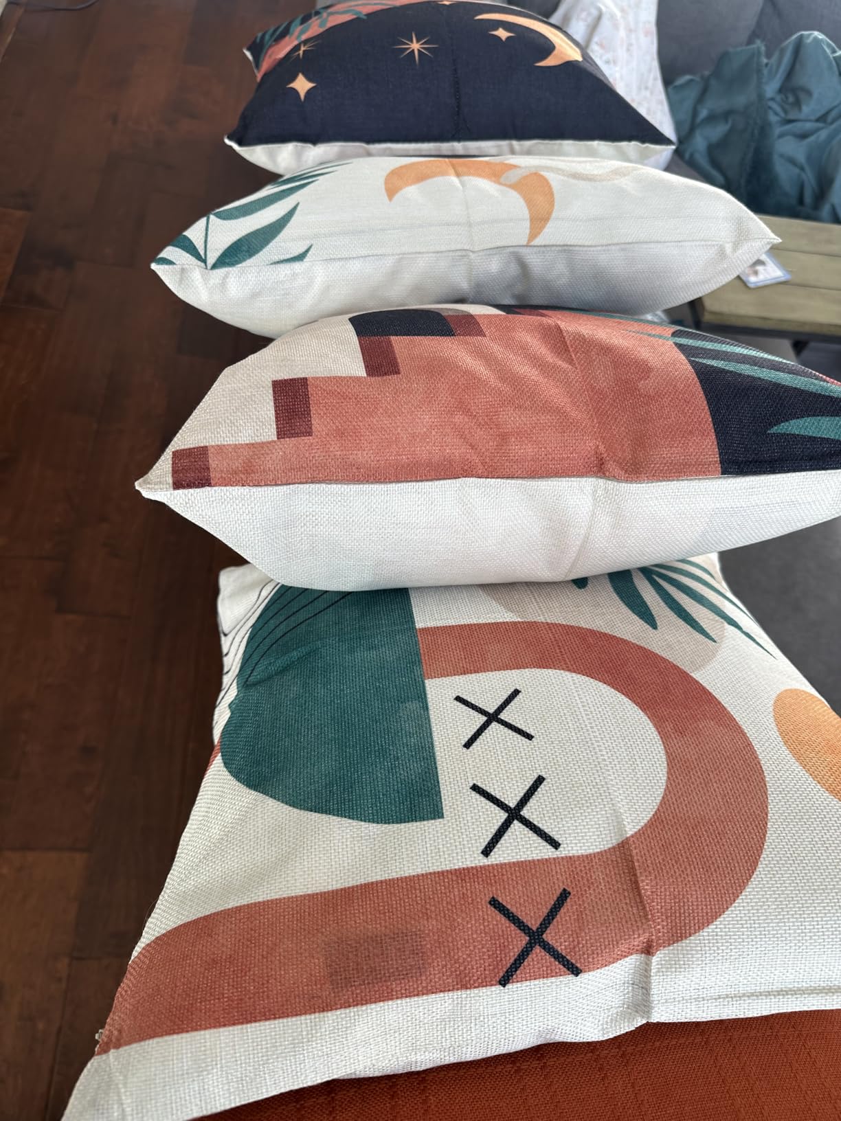 MIULEE Set of 4 Decorative Outdoor Pillows with Printed Pattern 18x18 customer photo 1