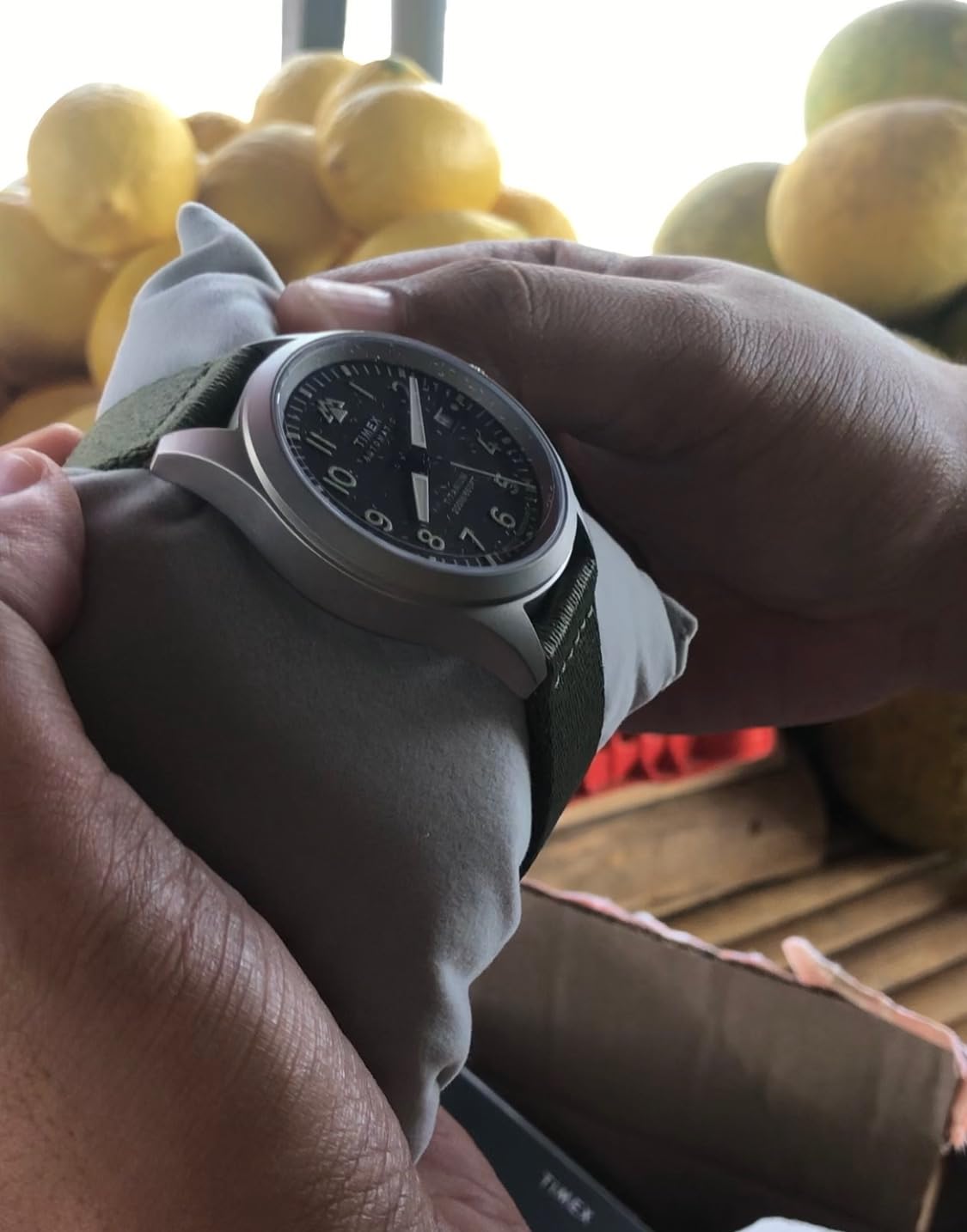 Timex Men's Expedition North Titanium Automatic 41mm Watch - Green Strap Gray Dial Titanium Case customer photo 2