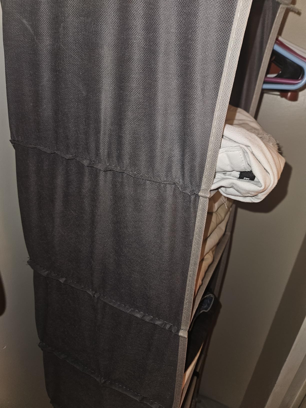 BOOMIBOO Hanging Closet Organize and Shelves,5-Hanging Shelf with 2 Side Pockets,Storage Foldable (Grey) customer photo 2