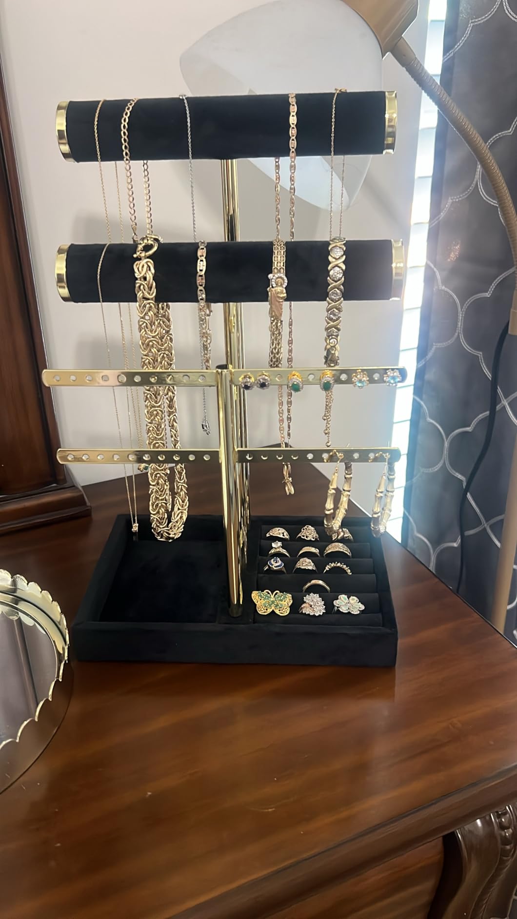 Jewelry Organizer Stand for Necklaces, Bracelets, Earrings, Rings, Beige customer photo 2